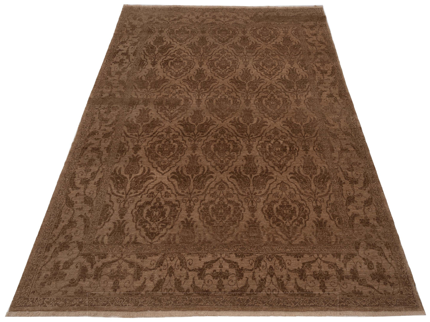 Pasha Defne Tulip Brown Dark Brown Transitional Hand Knotted Rug