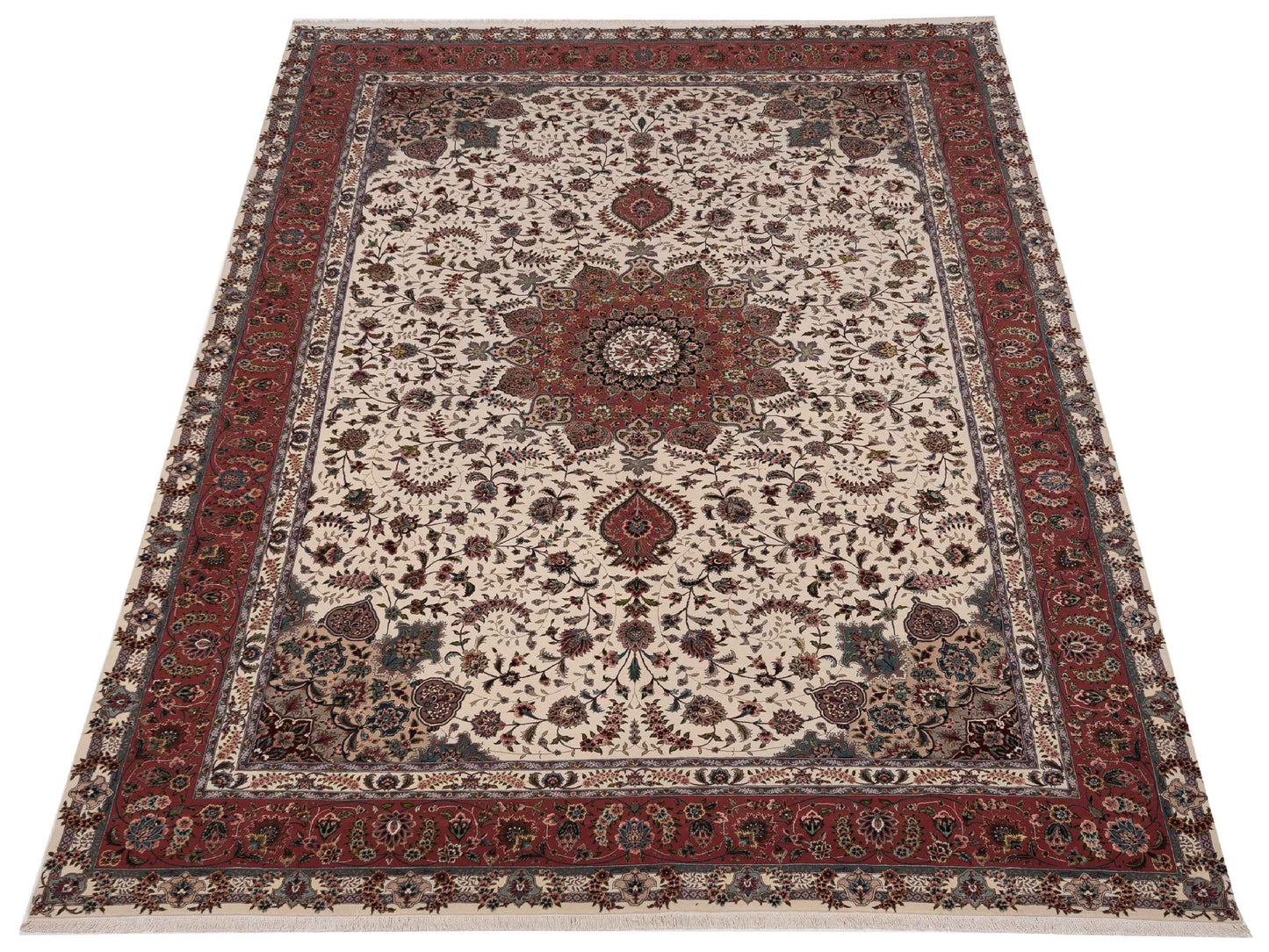 Rajpur Imperial Silk 109563 Ivory Pink Traditional Hand Knotted Rug