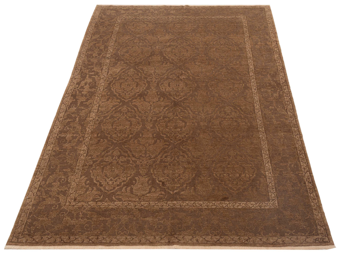 Pasha Defne Tulip Dark Brown Brown Transitional Hand Knotted Rug