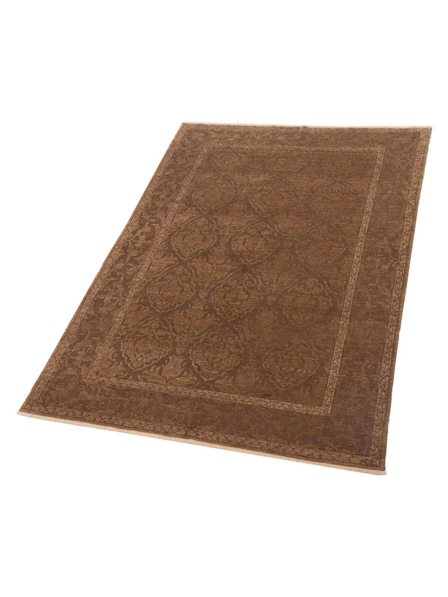 Pasha Defne Tulip Dark Brown Brown Transitional Hand Knotted Rug