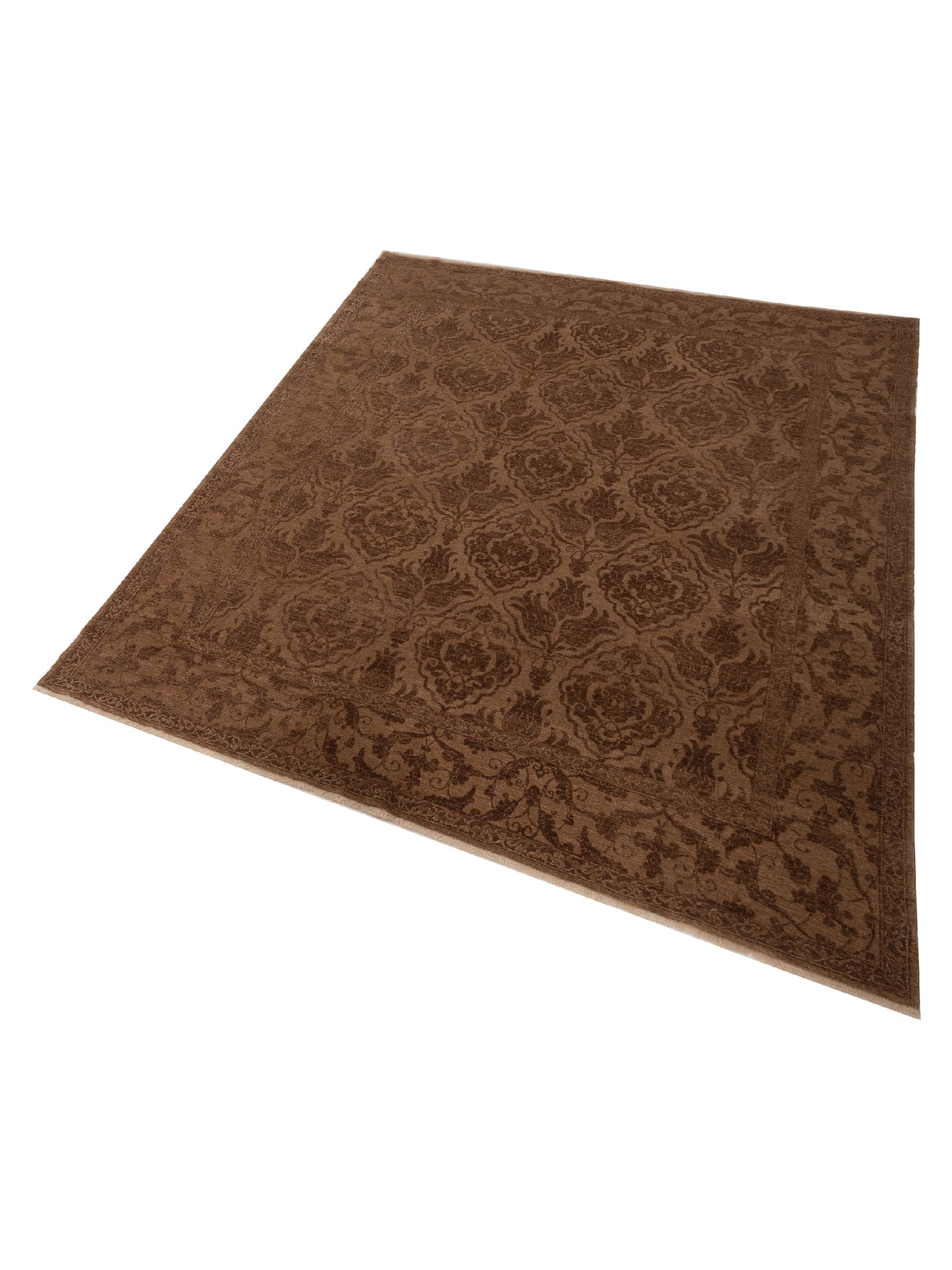 Pasha Defne Tulip Brown Dark Brown Transitional Hand Knotted Rug