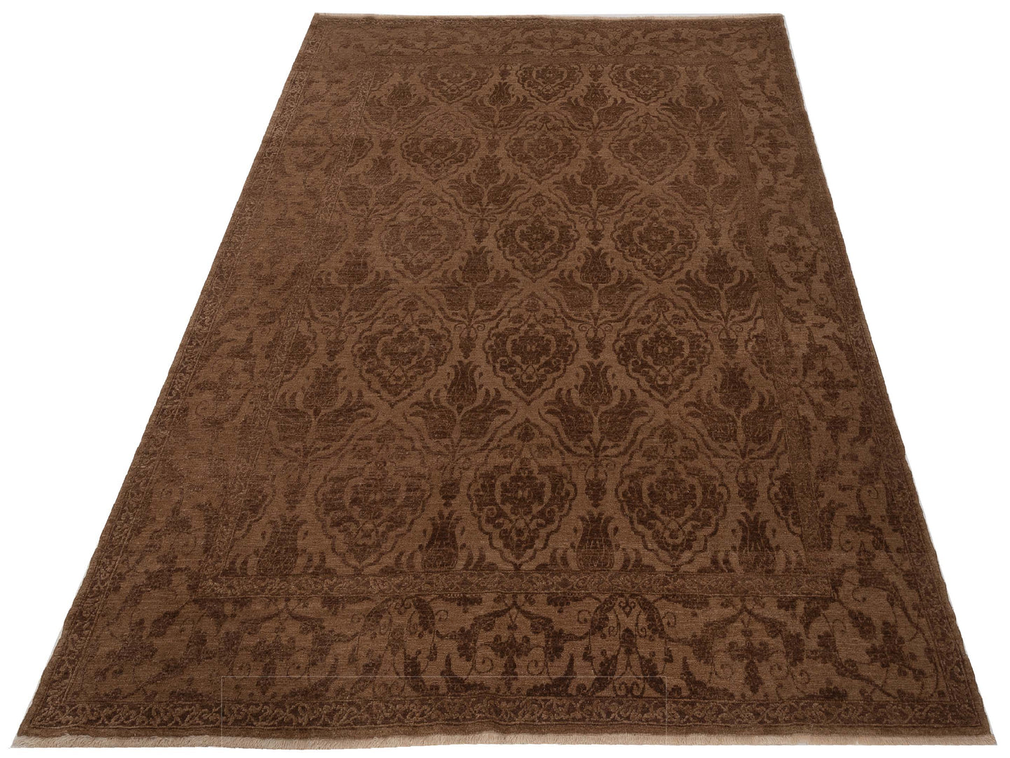 Pasha Defne Tulip Brown Dark Brown Transitional Hand Knotted Rug