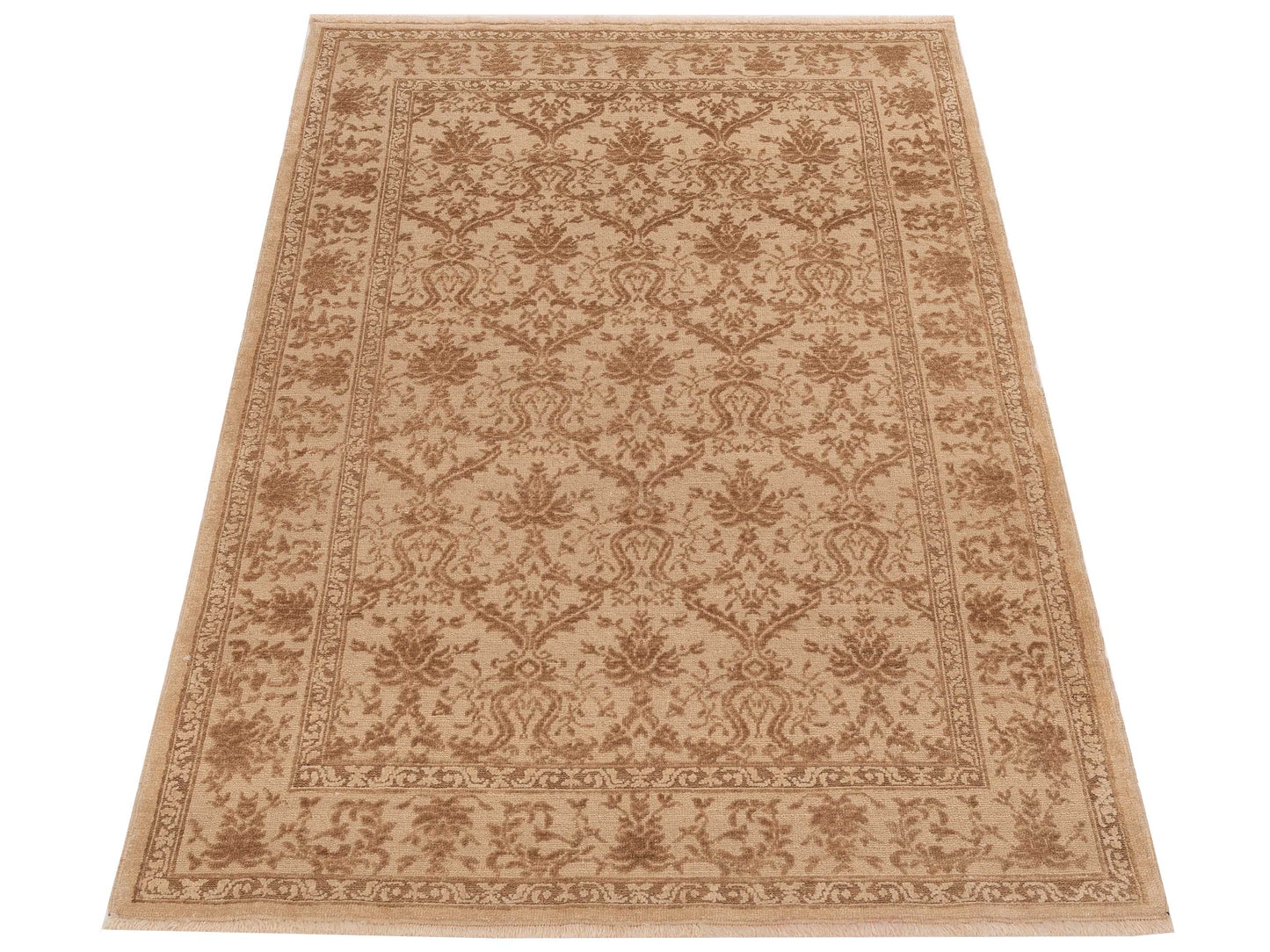 Pasha Defne Begonia Beige Beige Transitional Hand Knotted Rug