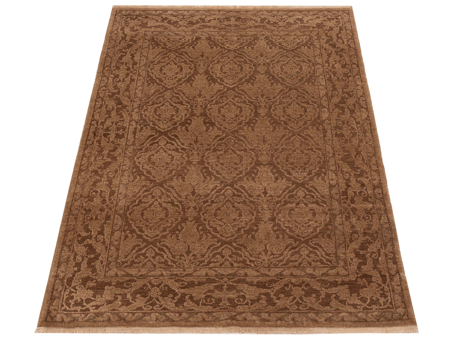 Pasha Defne Tulip Dark Brown Brown Transitional Hand Knotted Rug