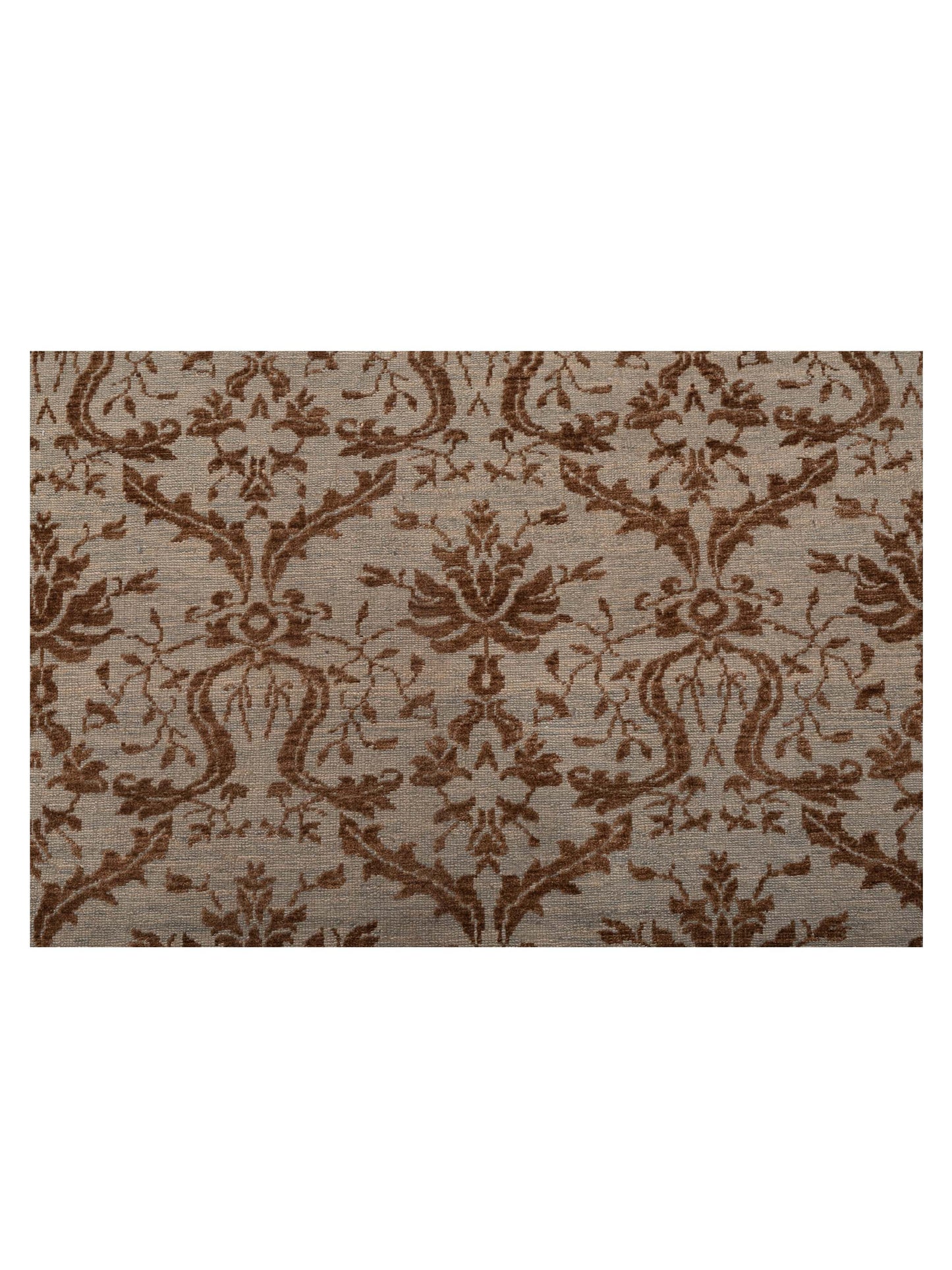 Pasha Defne Begonia Ice Blue Dark Brown Transitional Hand Knotted Rug