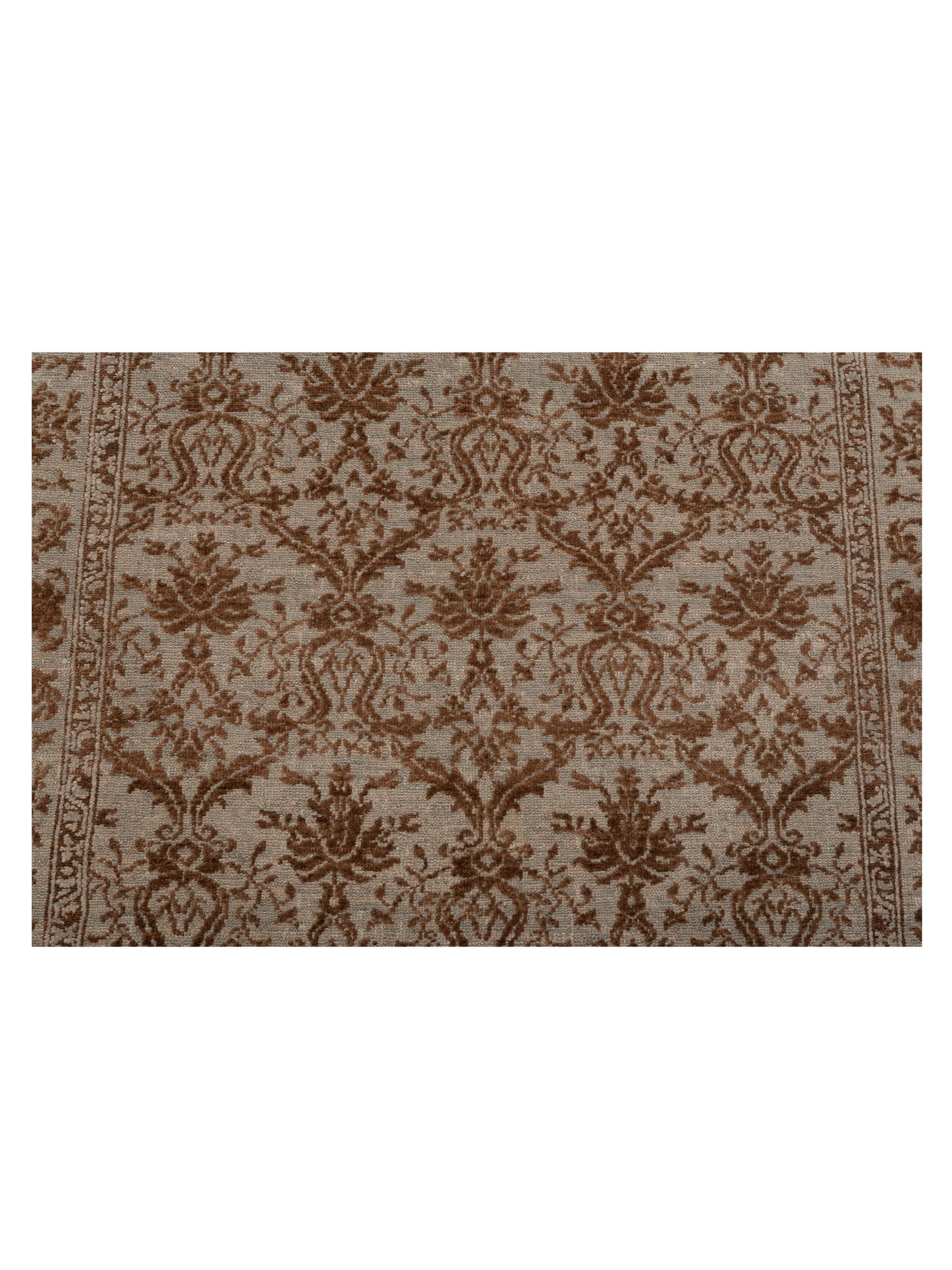 Pasha Defne Begonia Ice Blue Dark Brown Transitional Hand Knotted Rug