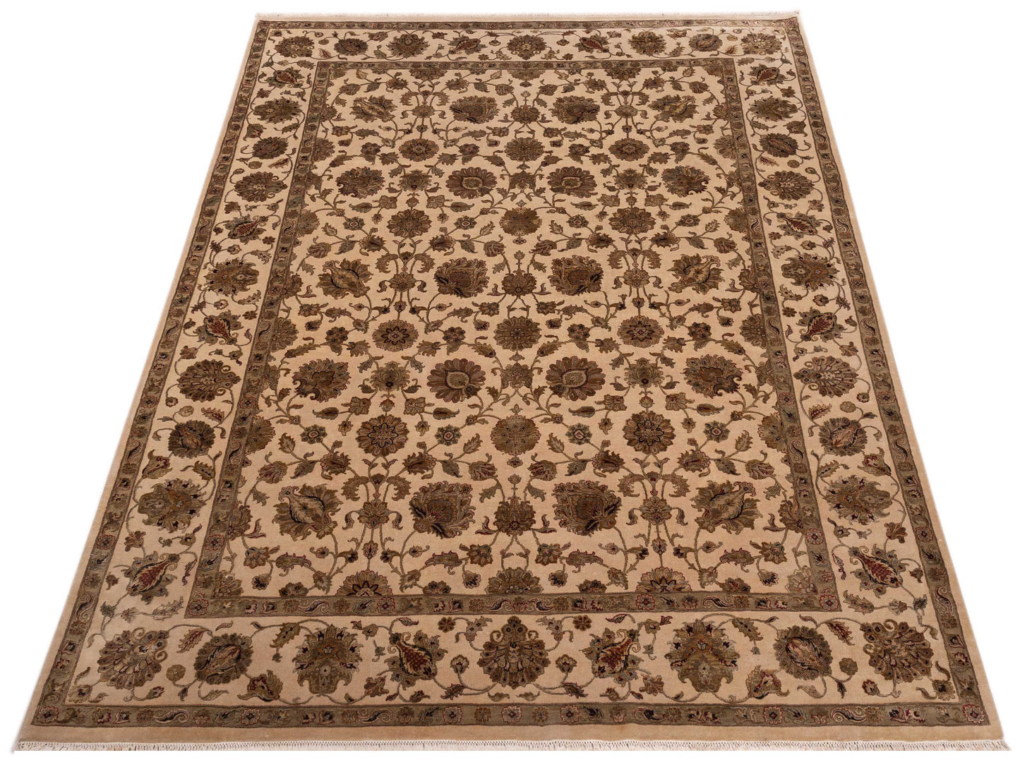 Rajpur Imperial Silk 111295 Beige Beige Traditional Hand Knotted Rug