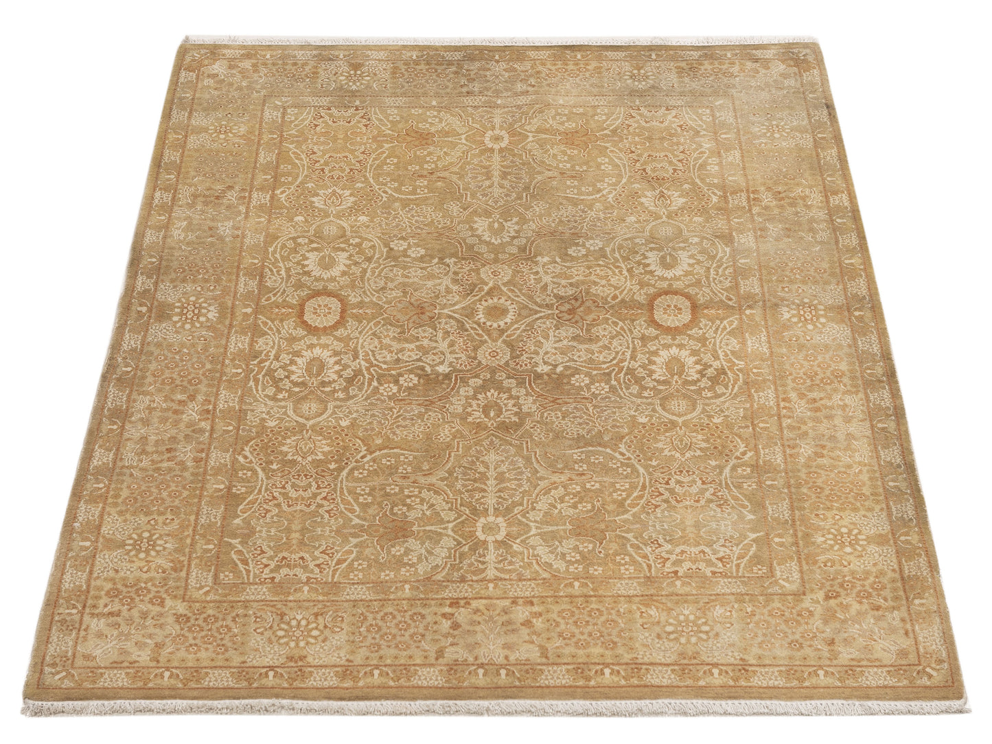 Rajpur Haji Jalili 111456 Green Gold Transitional Hand Knotted Rug - 4x6