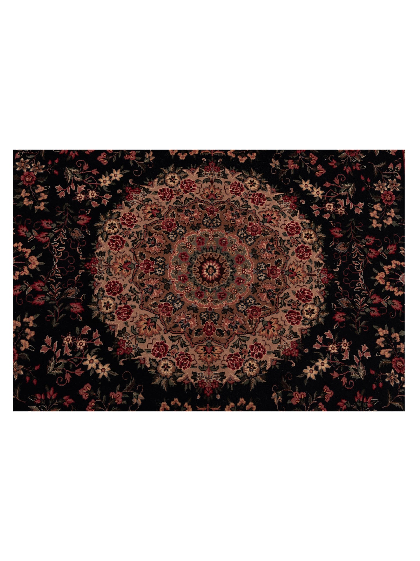 Pasha Magnolia Silk 111543 Black Beige Traditional Hand Knotted Rug