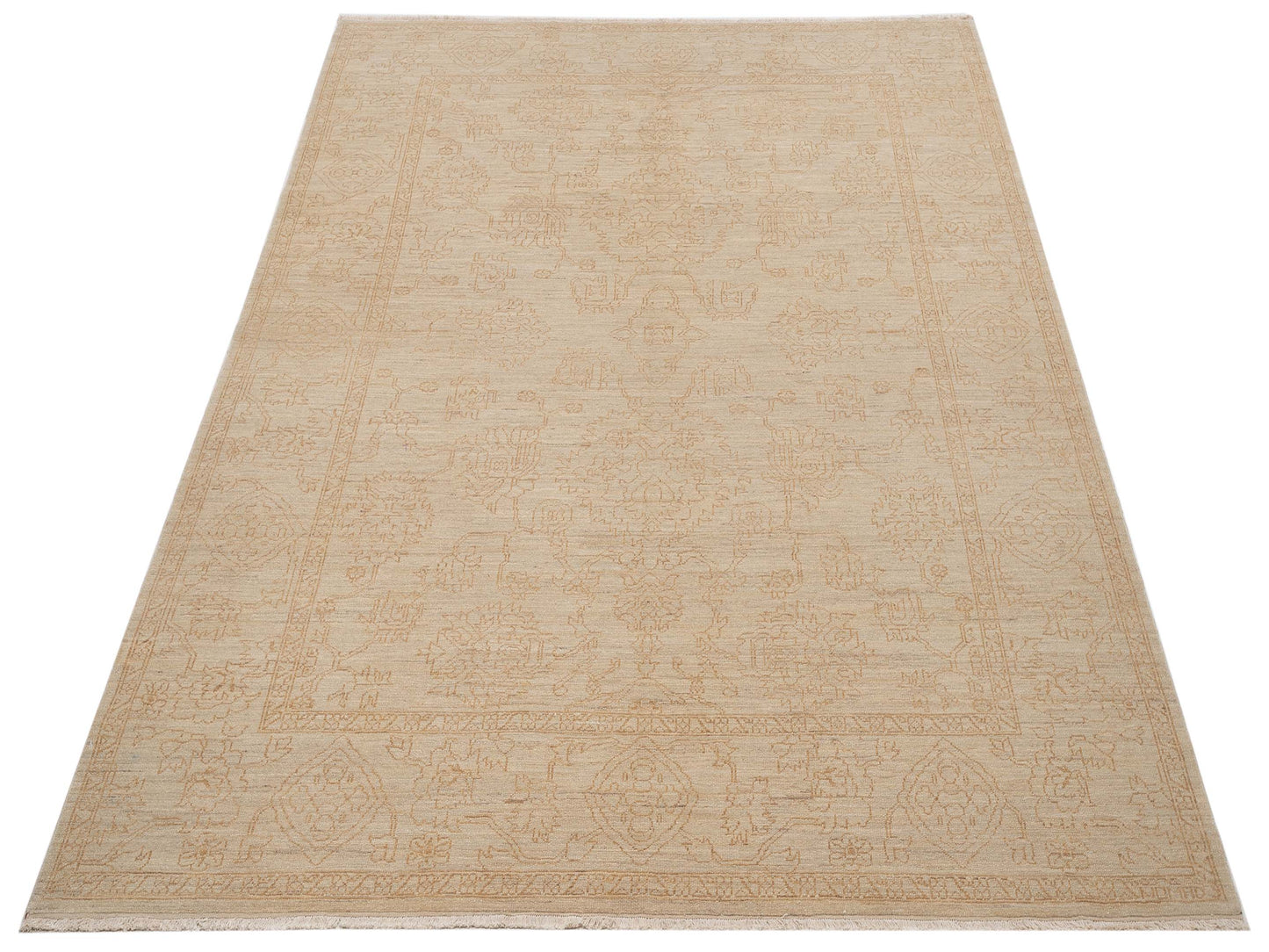 Pasha Ceyhan Jade Beige Gold Transitional Hand Knotted Rug