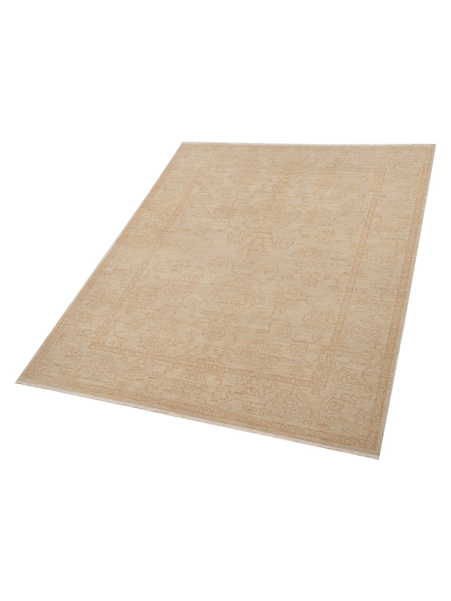 Pasha Ceyhan Jade Beige Gold Transitional Hand Knotted Rug