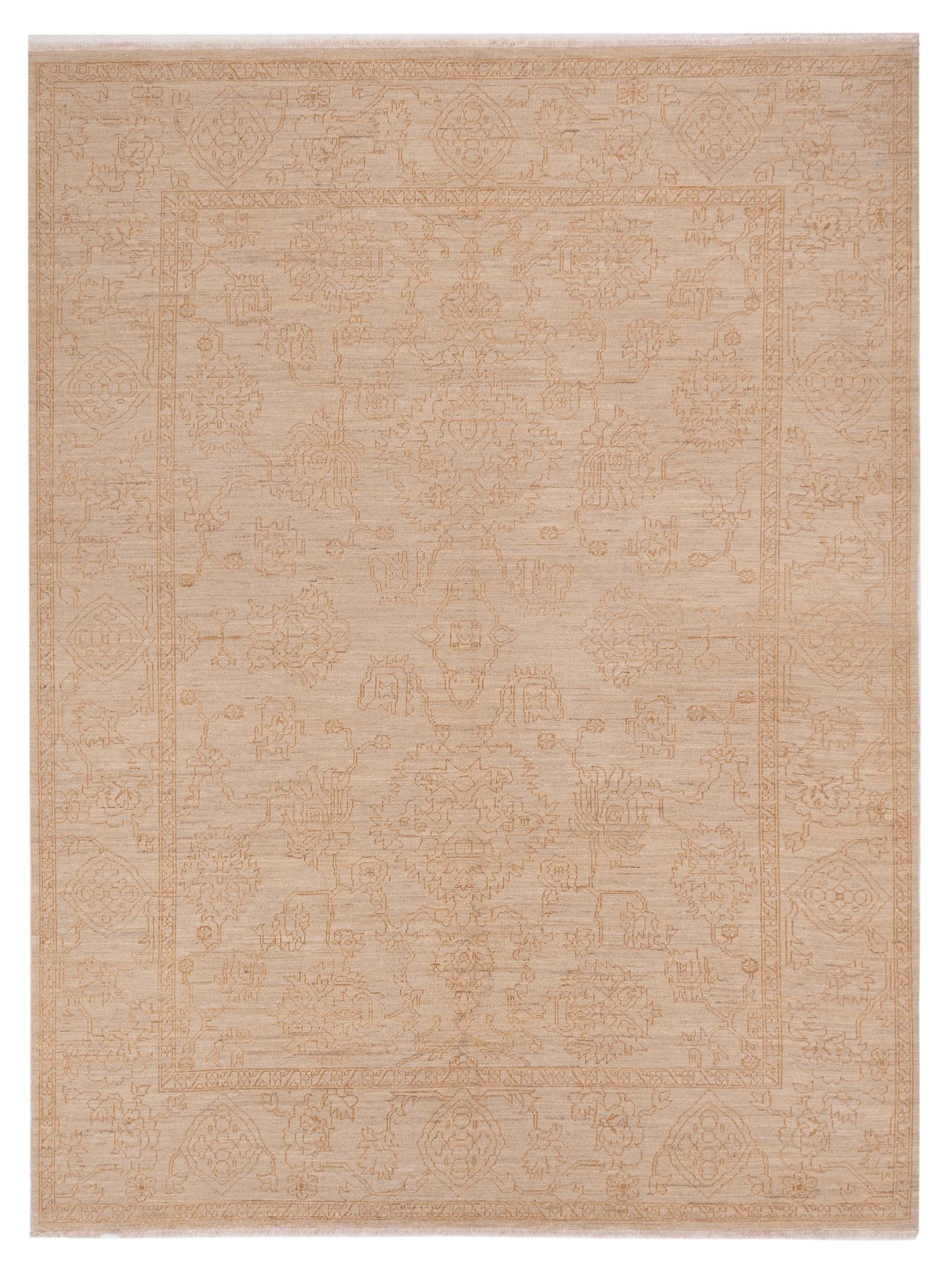 Pasha Ceyhan Jade Beige Transitional Hand Knotted Rug