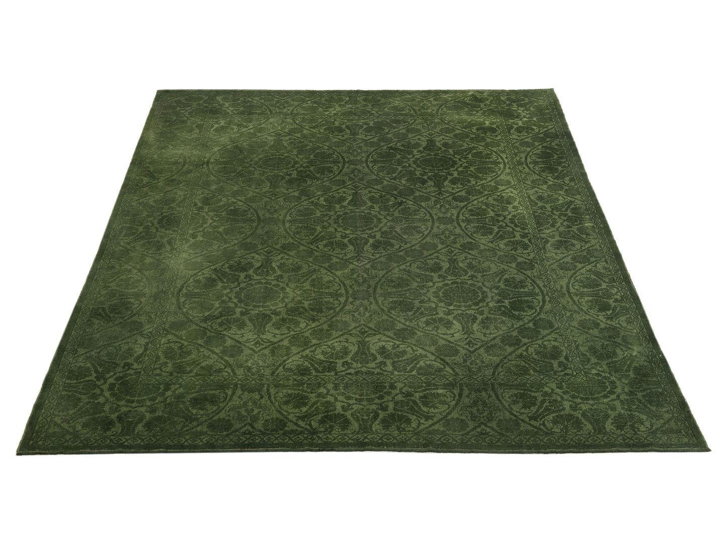 Pasha Color Bouquet 112308 Green Green Transitional Hand Knotted Rug