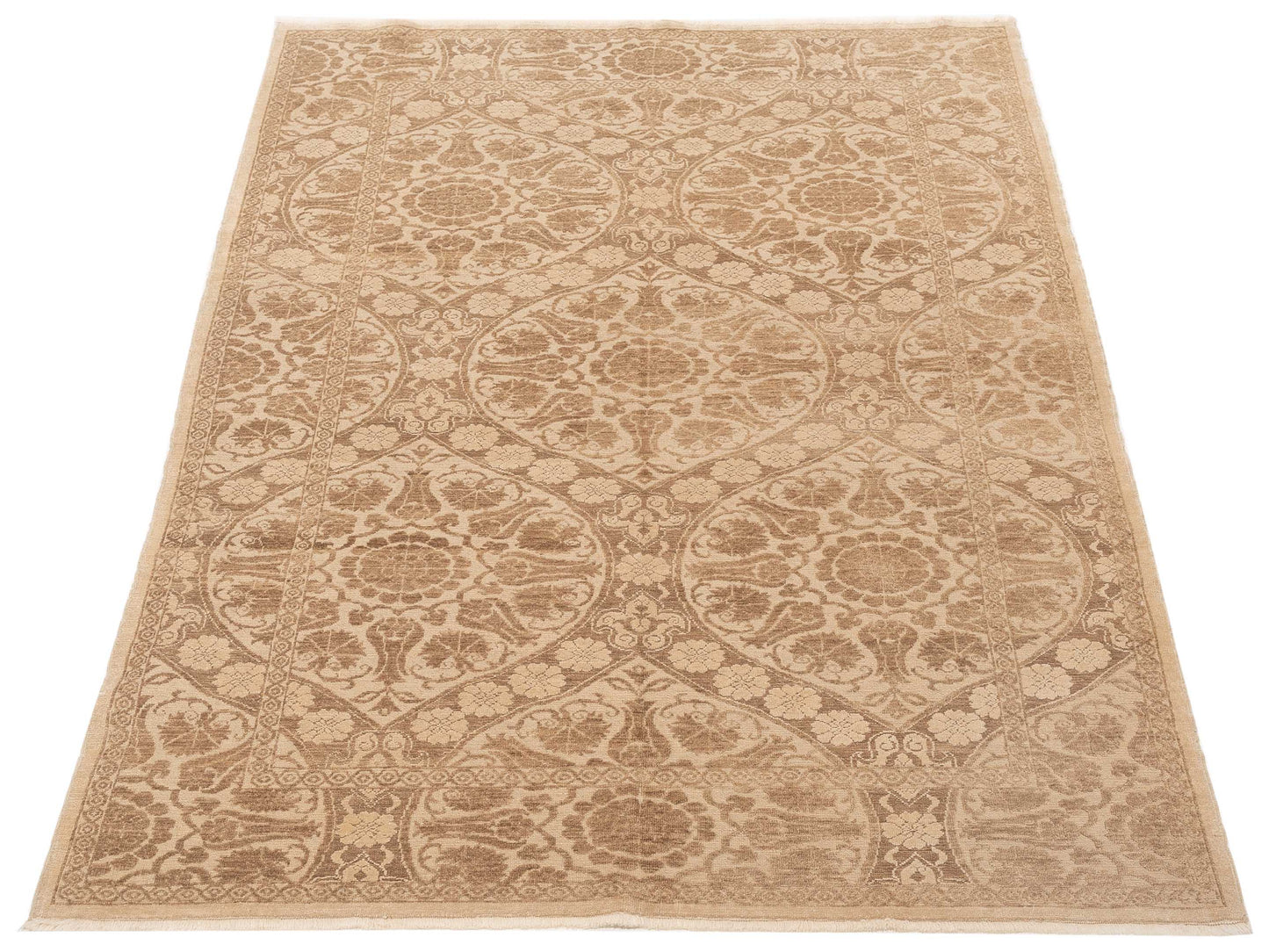 Pasha Defne Lotus Cream Light Brown Transitional Hand Knotted Rug