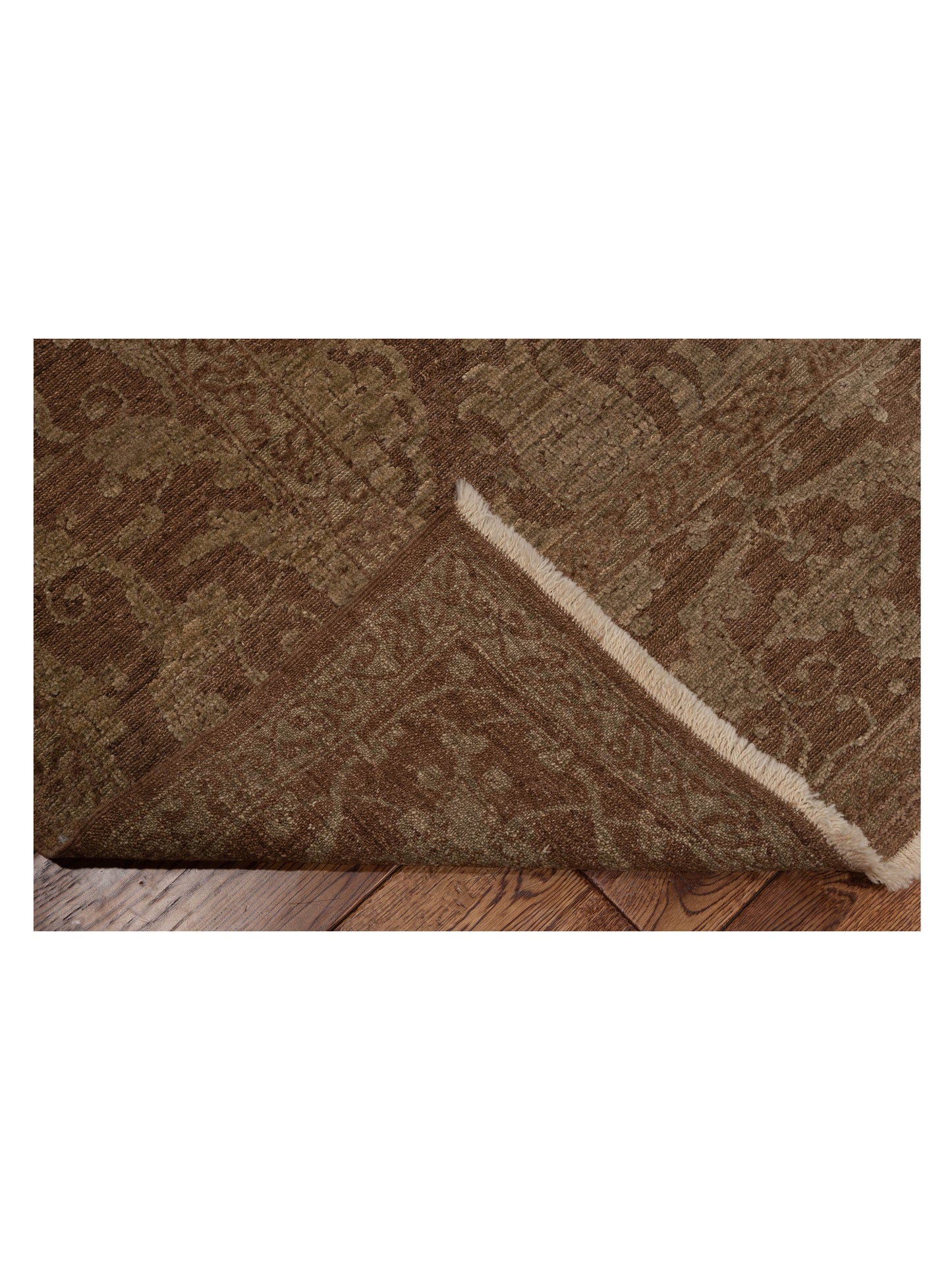 Pasha Defne Tulip Dark Brown Green Transitional Hand Knotted Rug