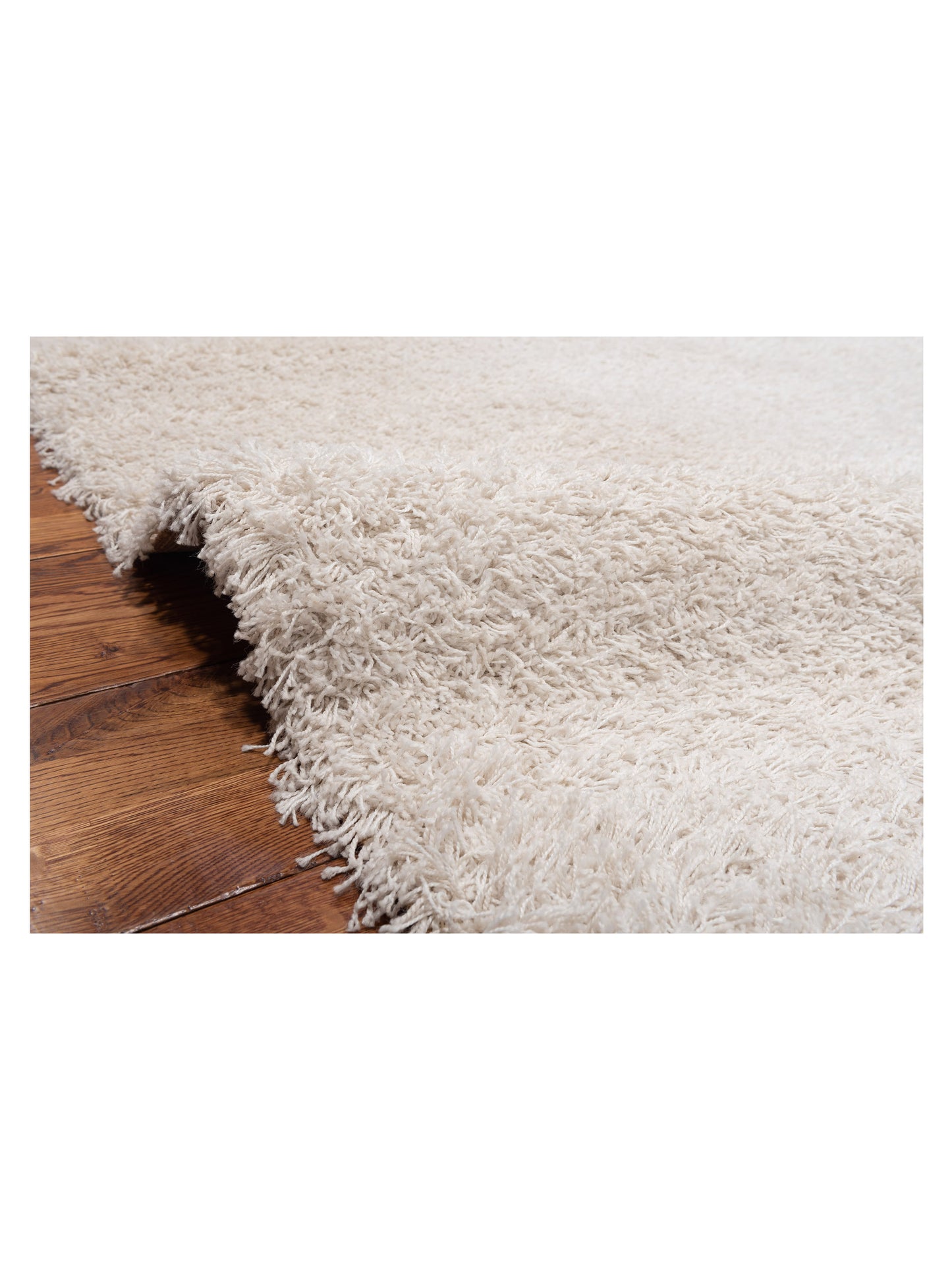 Bergamo Shaggy 112987 Ivory Ivory Contemporary Machine Made Rug