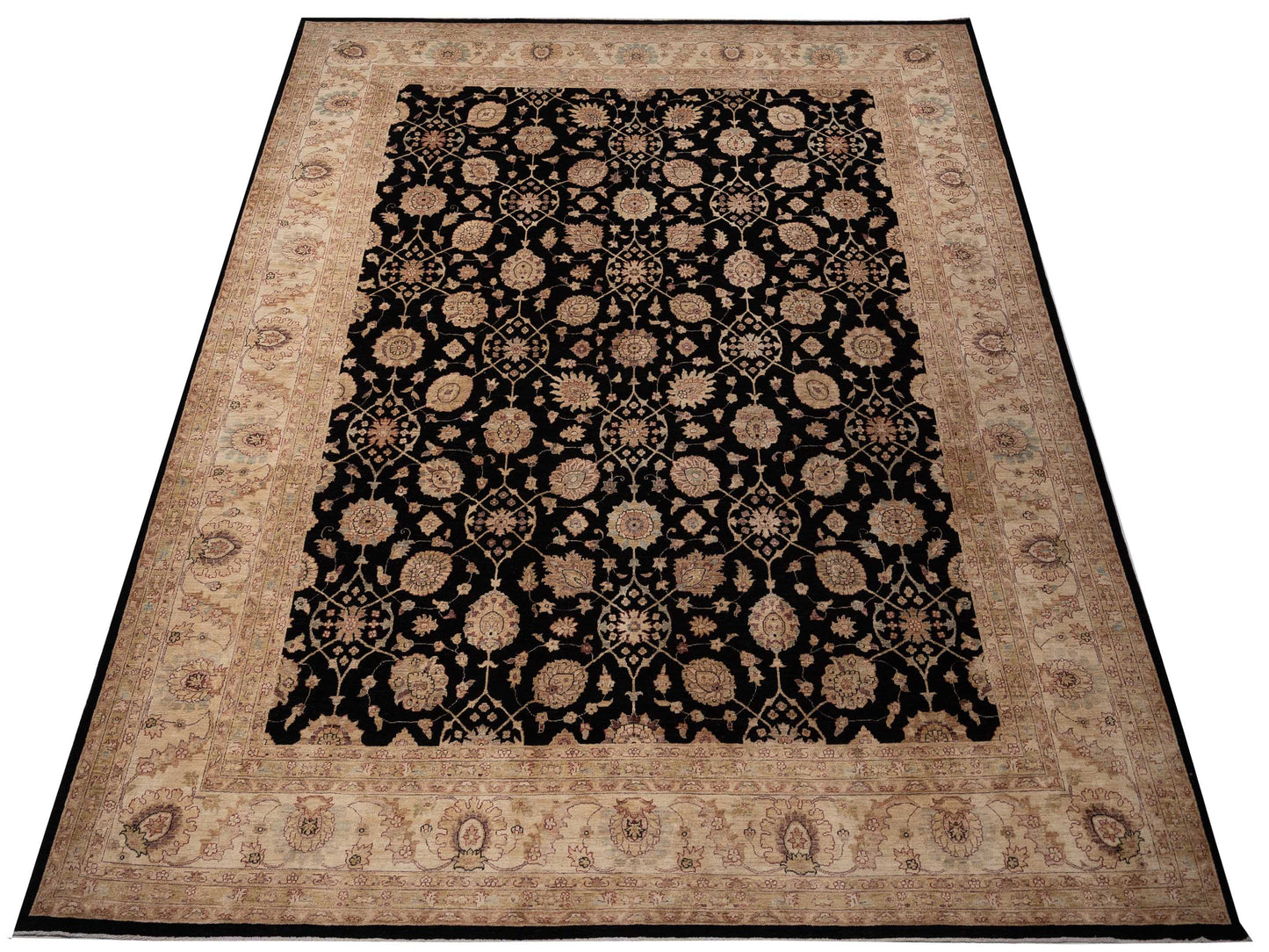 Pasha Sultan 113001 Black Ivory Traditional Hand Knotted Rug