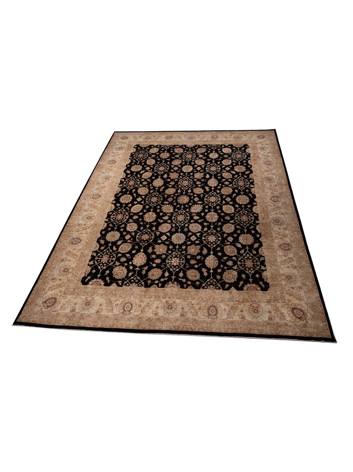 Pasha Sultan 113001 Black Ivory Traditional Hand Knotted Rug