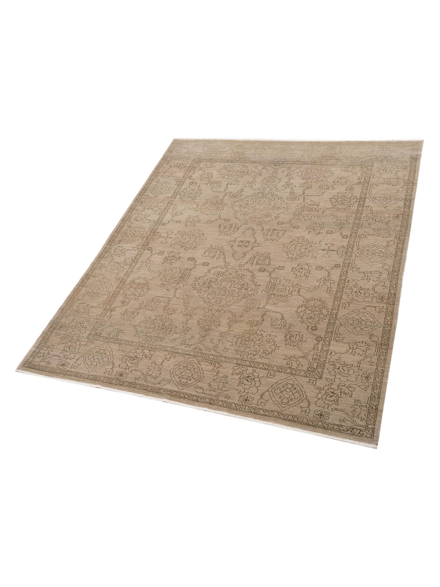 Pasha Ceyhan Jade Beige Green Transitional Hand Knotted Rug