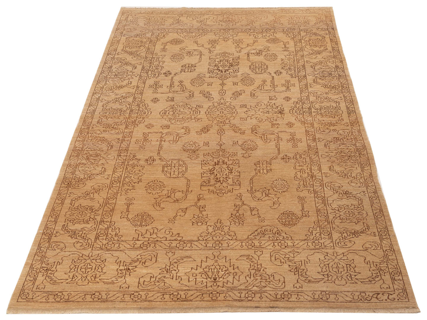 Pasha Ceyhan Emerald Gold Copper Transitional Hand Knotted Rug