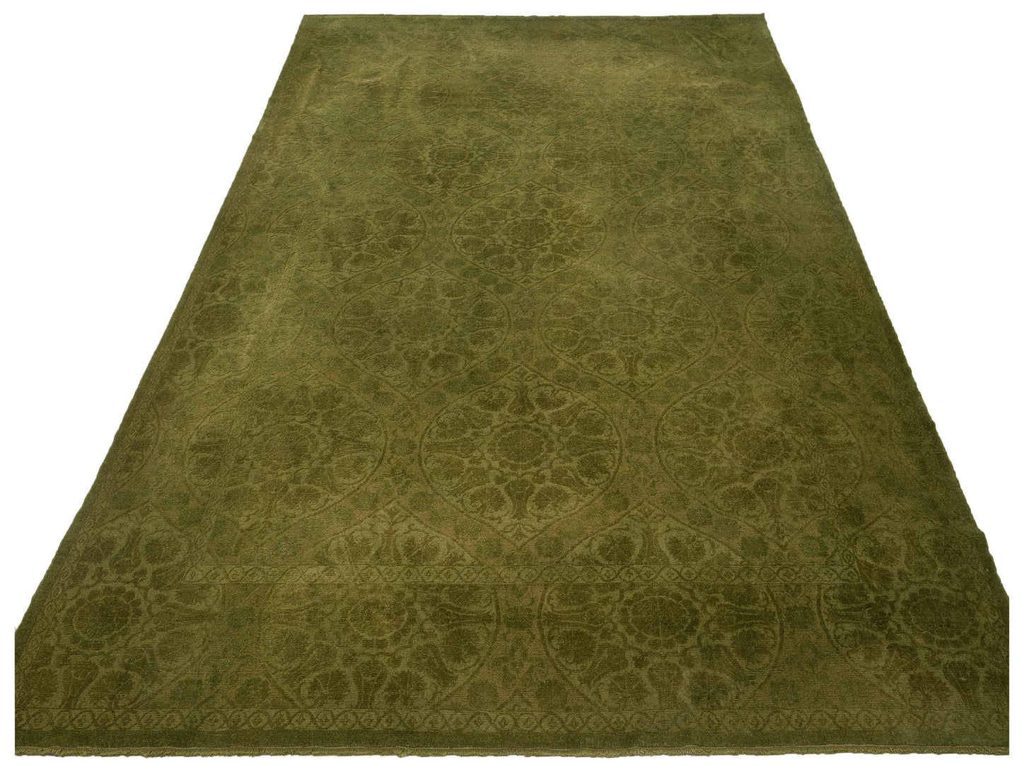 Pasha Color Bouquet 113945 Green Green Transitional Hand Knotted Rug