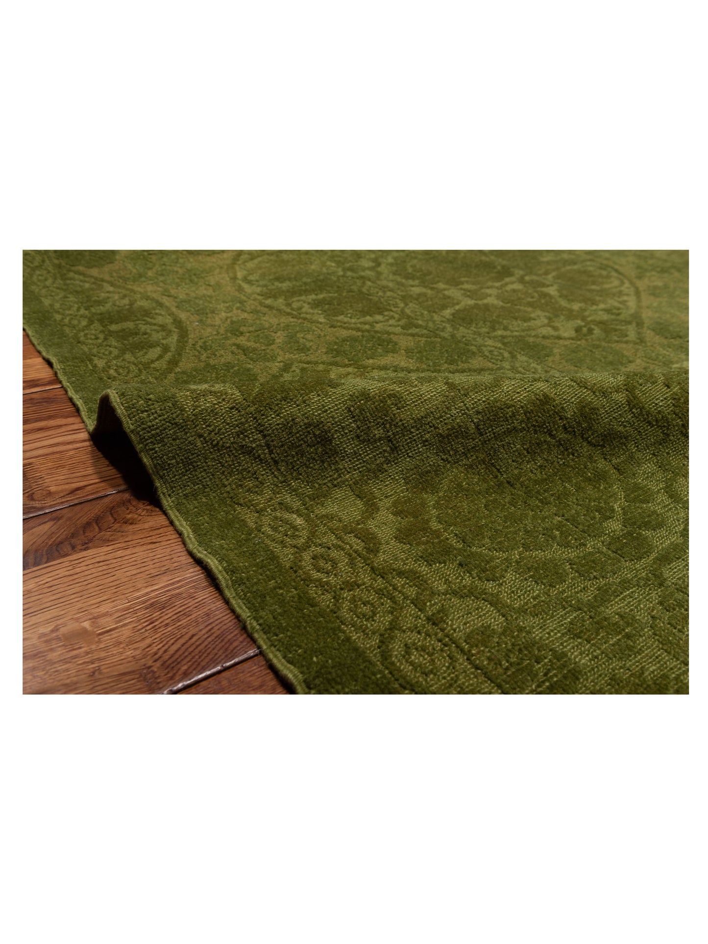 Pasha Color Bouquet 113945 Green Green Transitional Hand Knotted Rug