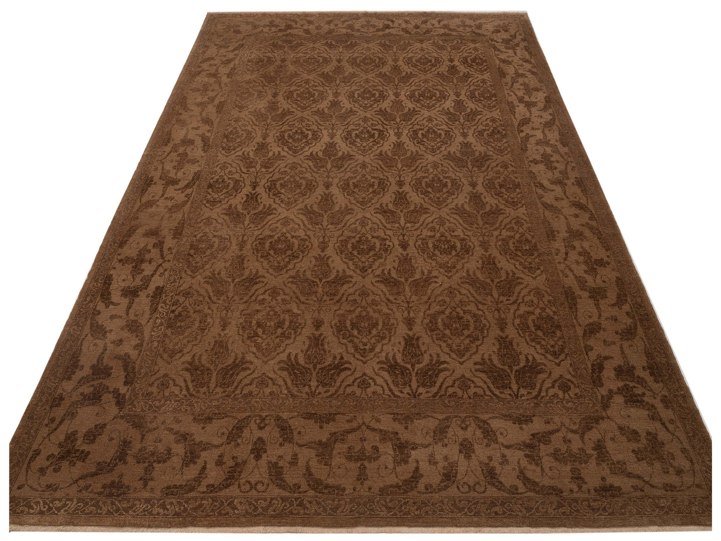 Pasha Defne Tulip Brown Dark Brown Transitional Hand Knotted Rug