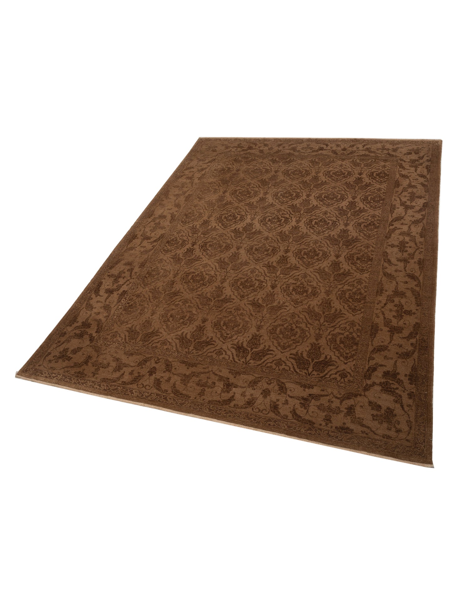 Pasha Defne Tulip Brown Dark Brown Transitional Hand Knotted Rug