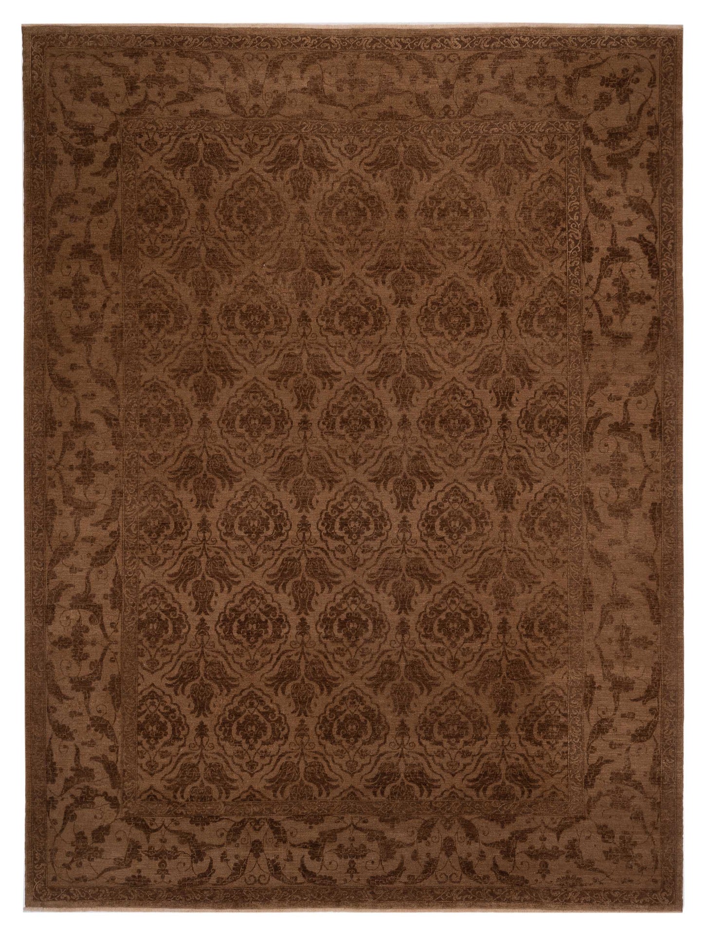 Pasha Defne Tulip Brown Transitional Hand Knotted Rug