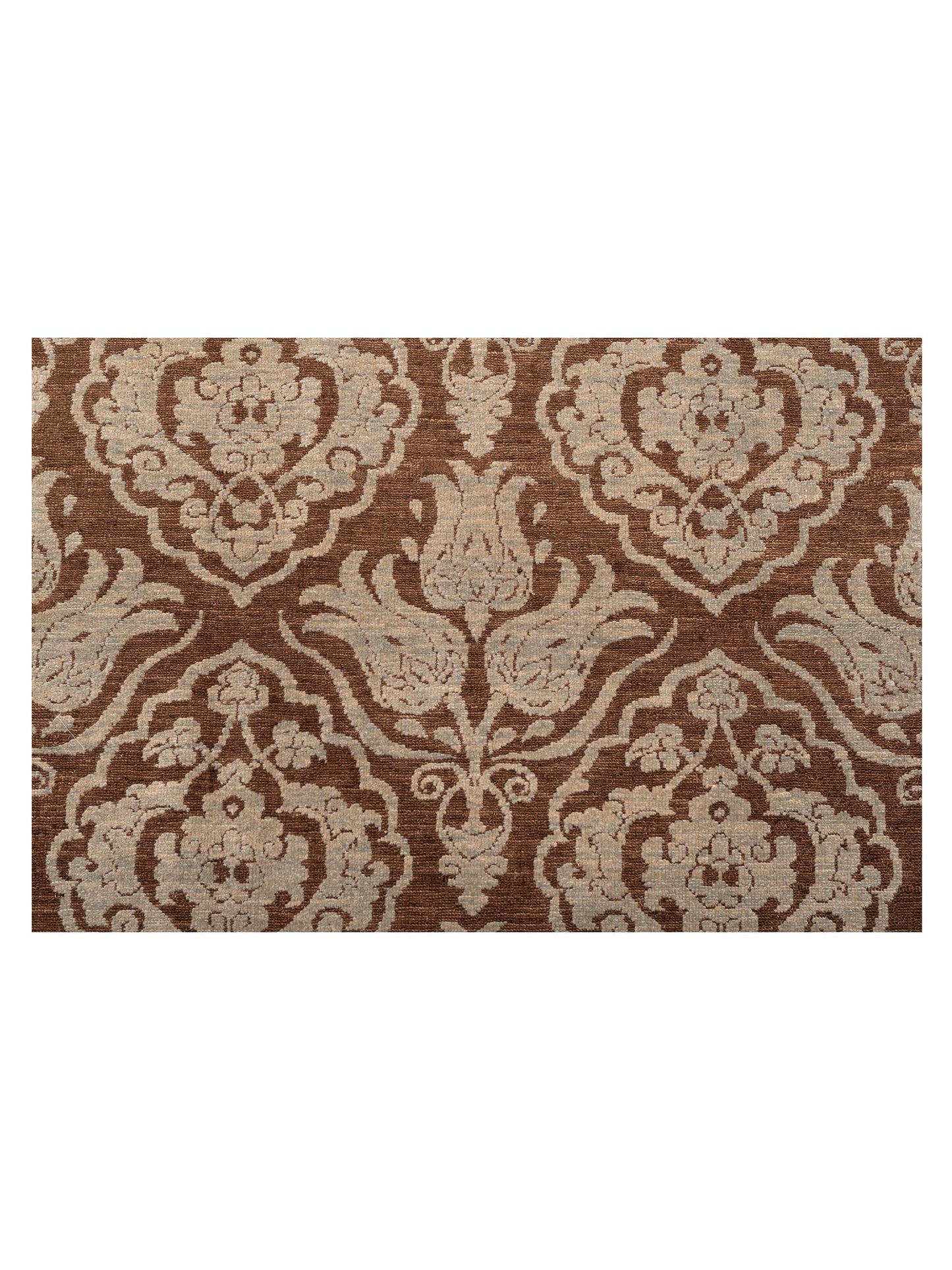 Pasha Defne Tulip Brown Ice Blue Transitional Hand Knotted Rug