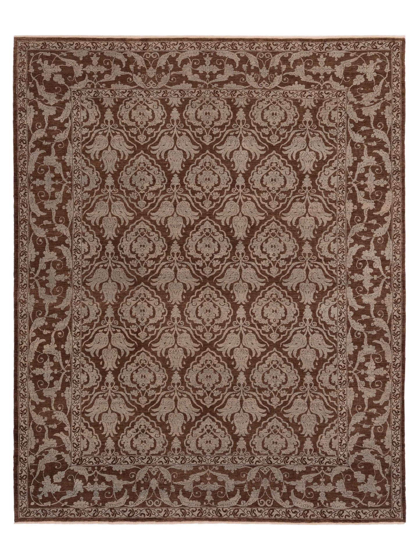 Pasha Defne Tulip Brown Transitional Hand Knotted Rug