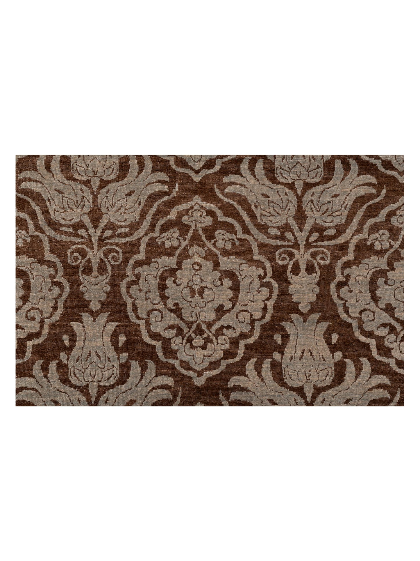 Pasha Defne Tulip Brown Ice Blue Transitional Hand Knotted Rug