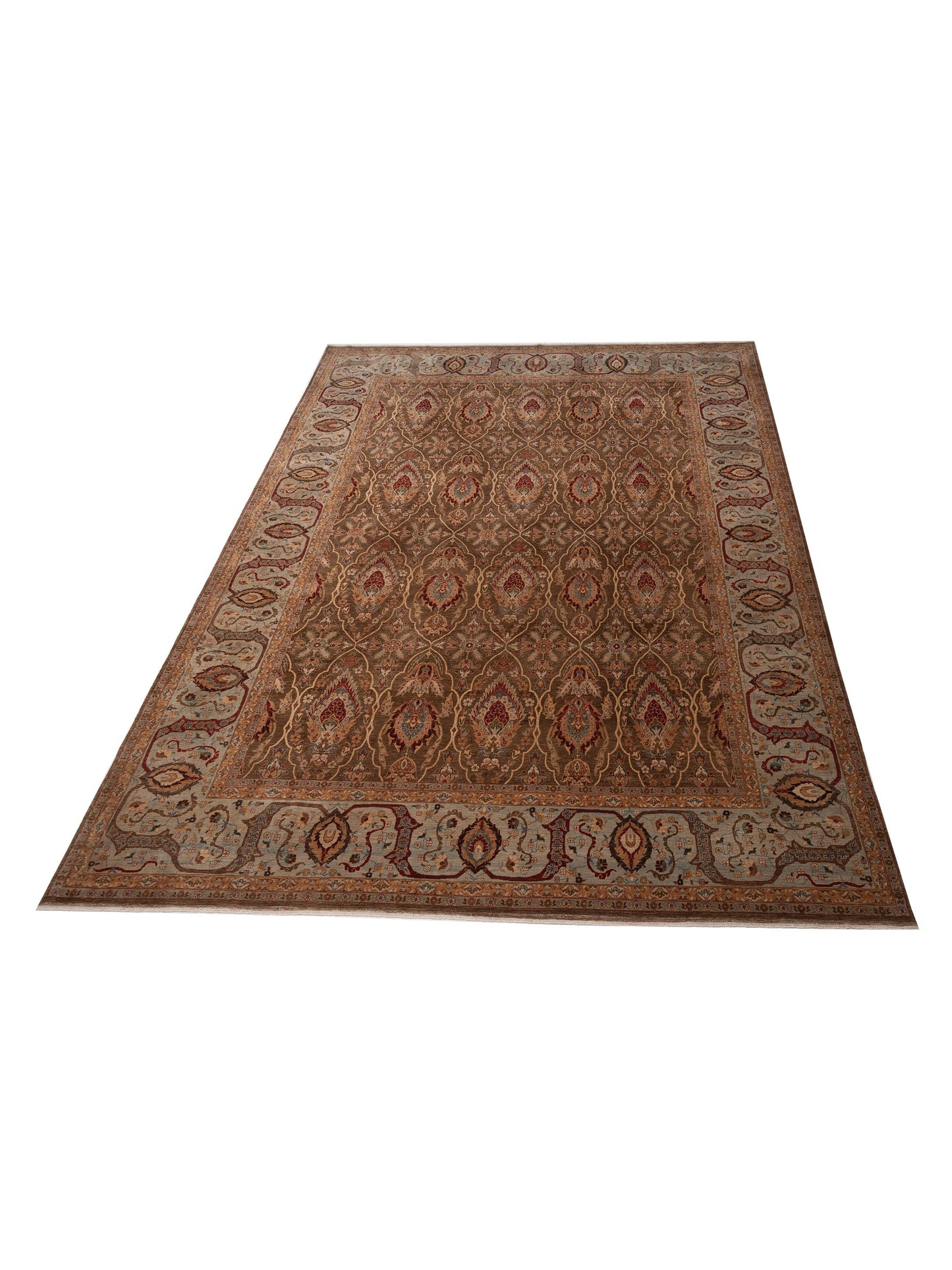 Pasha Firuze Simla Brown Light Blue Traditional Hand Knotted Rug