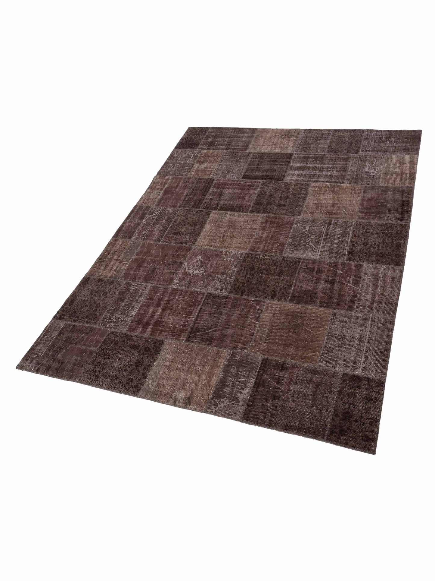 Pasha Turkish Vestige Patchwork 114582 Dark Brown  Contemporary Hand Knotted Rug