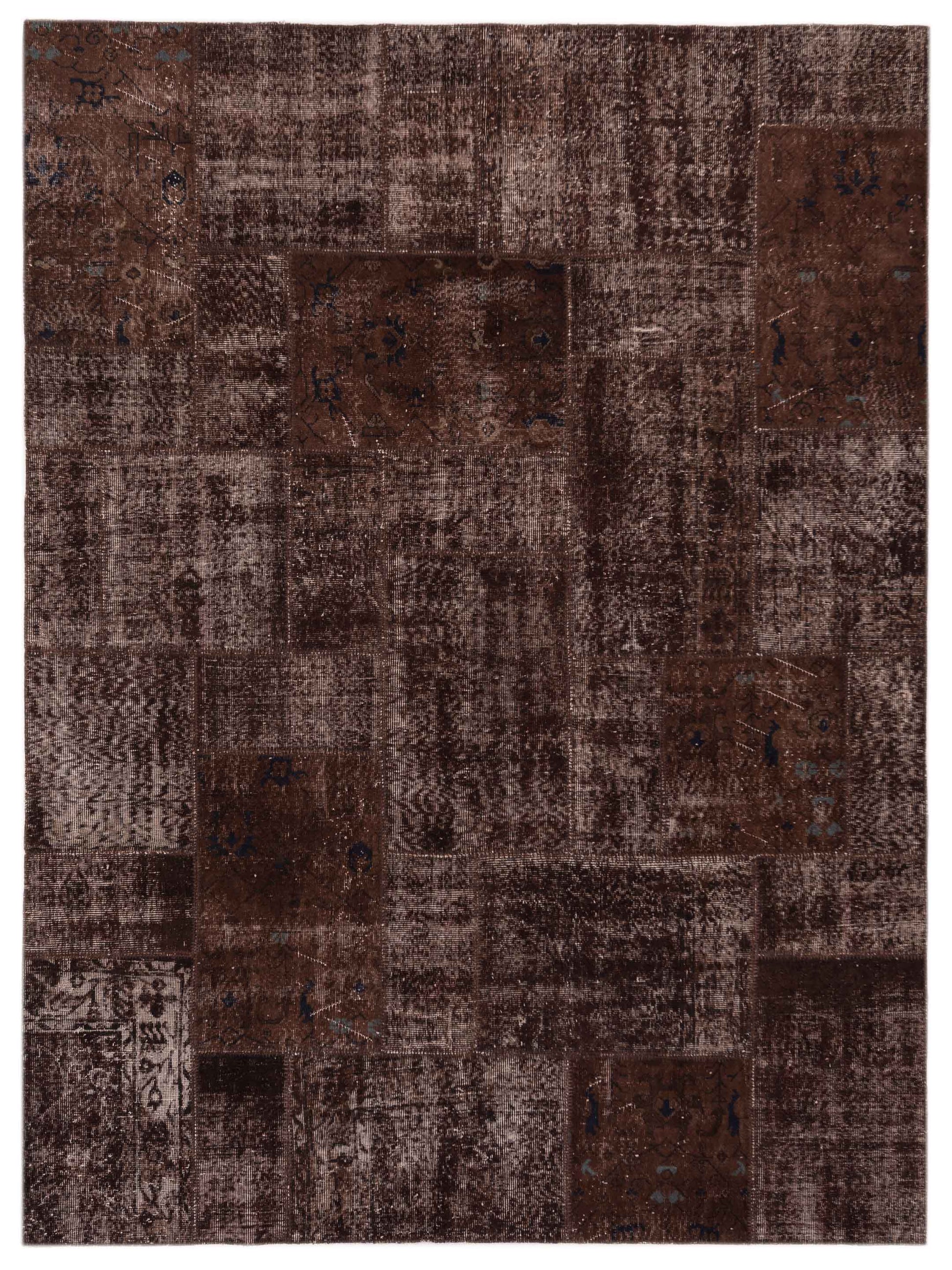 Pasha Turkish Vestige Patchwork 114851 Dark Brown Contemporary Hand Knotted Rug