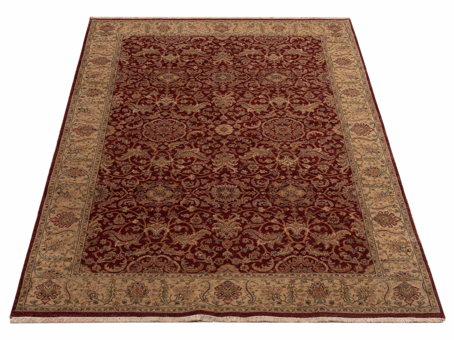 Rajpur Platinum 115665 Red Beige Traditional Hand Knotted Rug