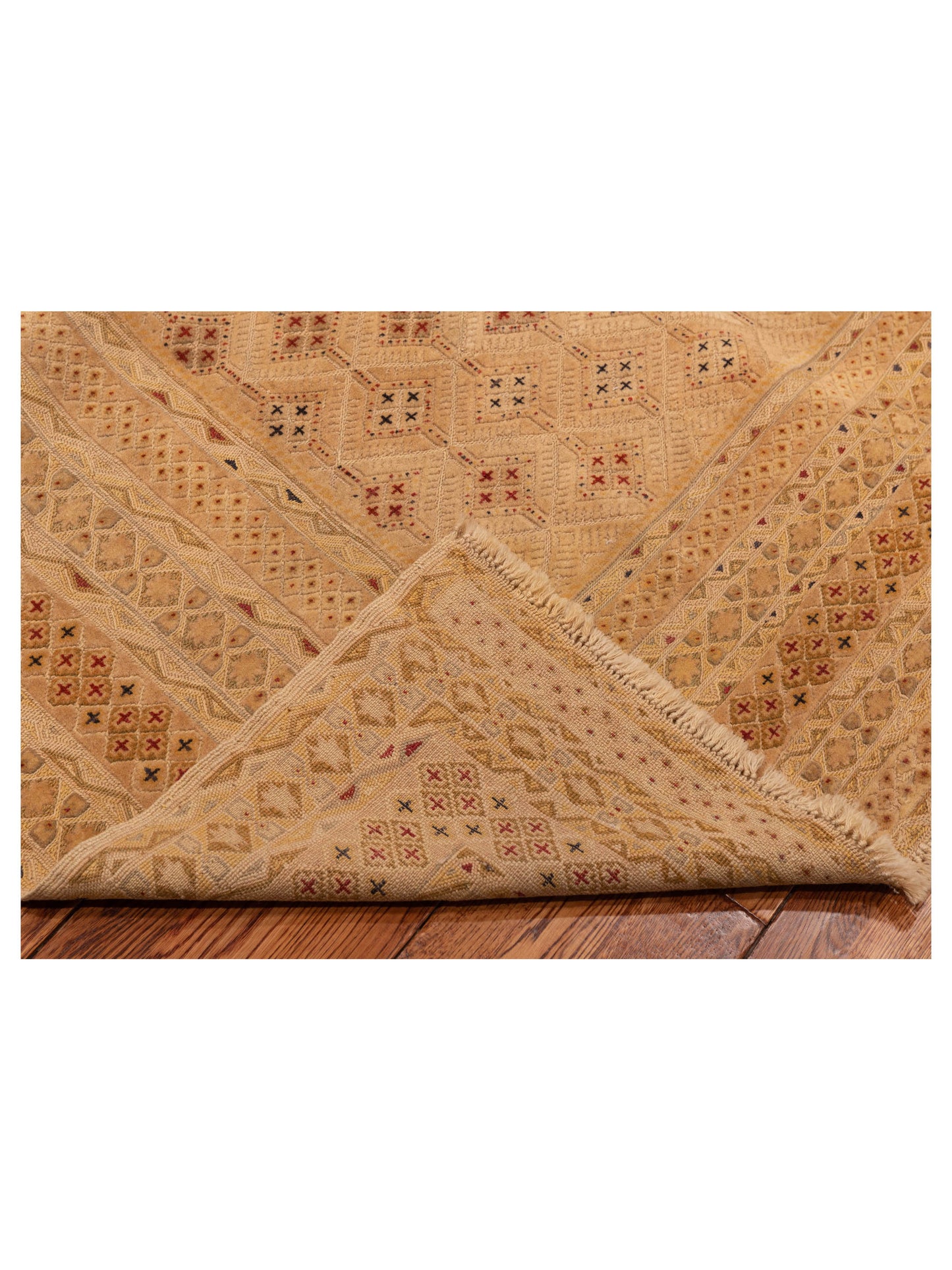 Nomad Afghan Soumak 116311 Gold Ivory Tribal Hand Woven Rug