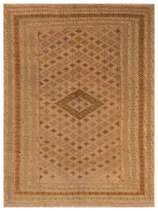 Nomad Afghan Soumak 116311 Gold Tribal Hand Woven Rug