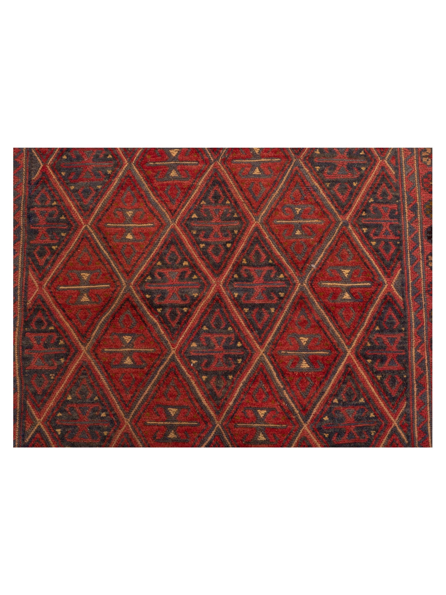 Nomad Afghan Soumak 116319 Charcoal Red Tribal Hand Woven Rug