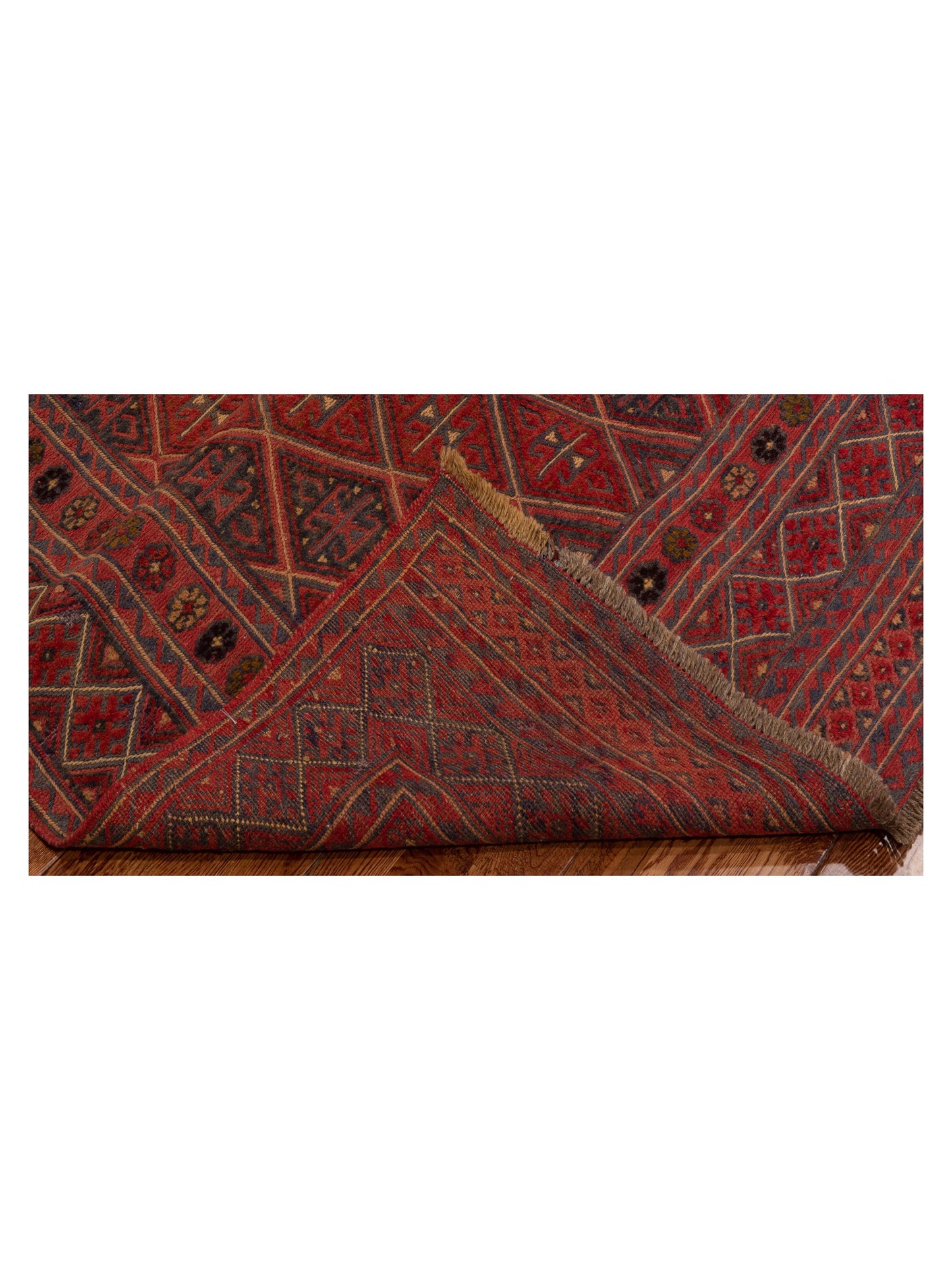 Nomad Afghan Soumak 116319 Charcoal Red Tribal Hand Woven Rug