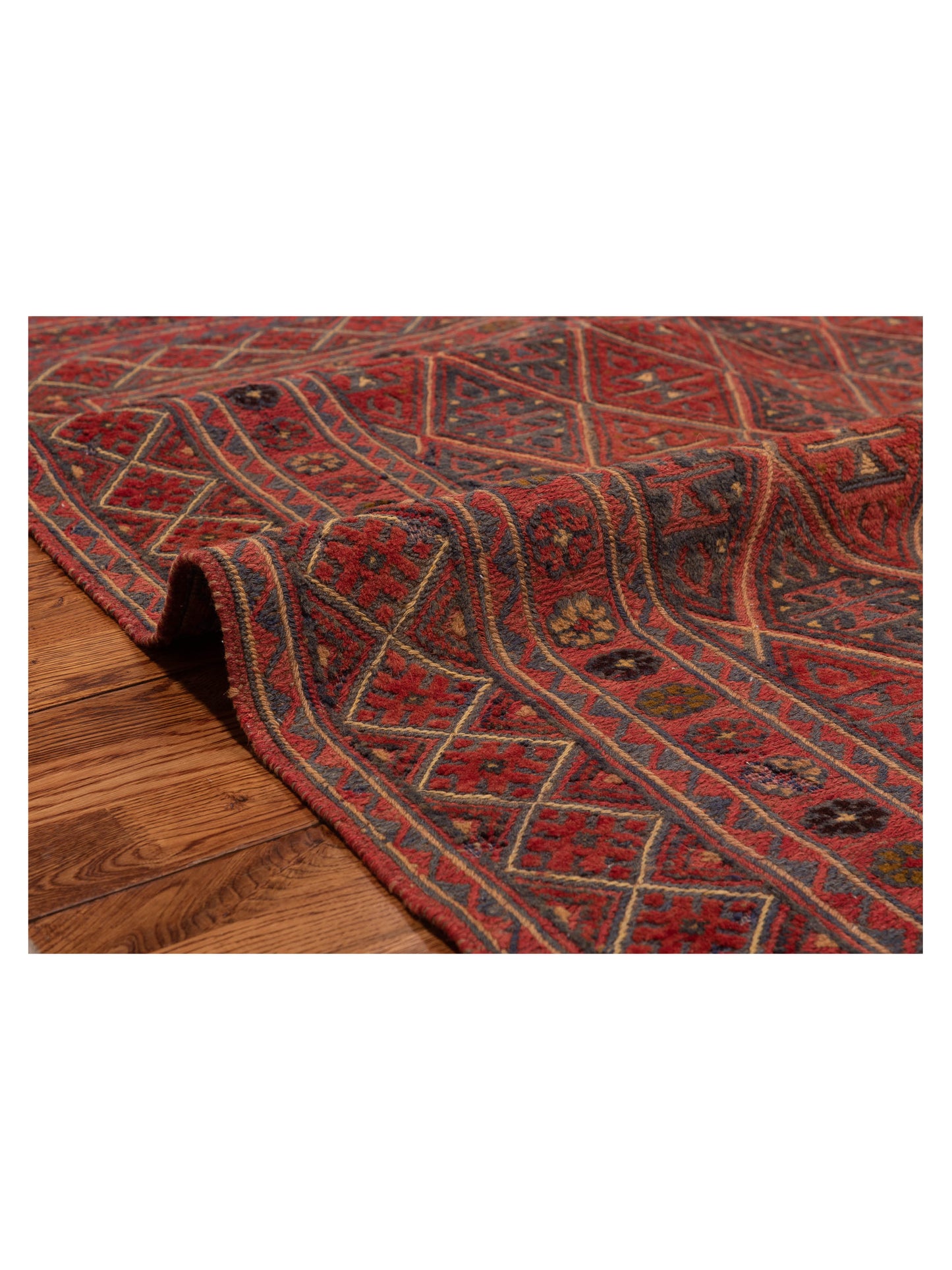 Nomad Afghan Soumak 116319 Charcoal Red Tribal Hand Woven Rug