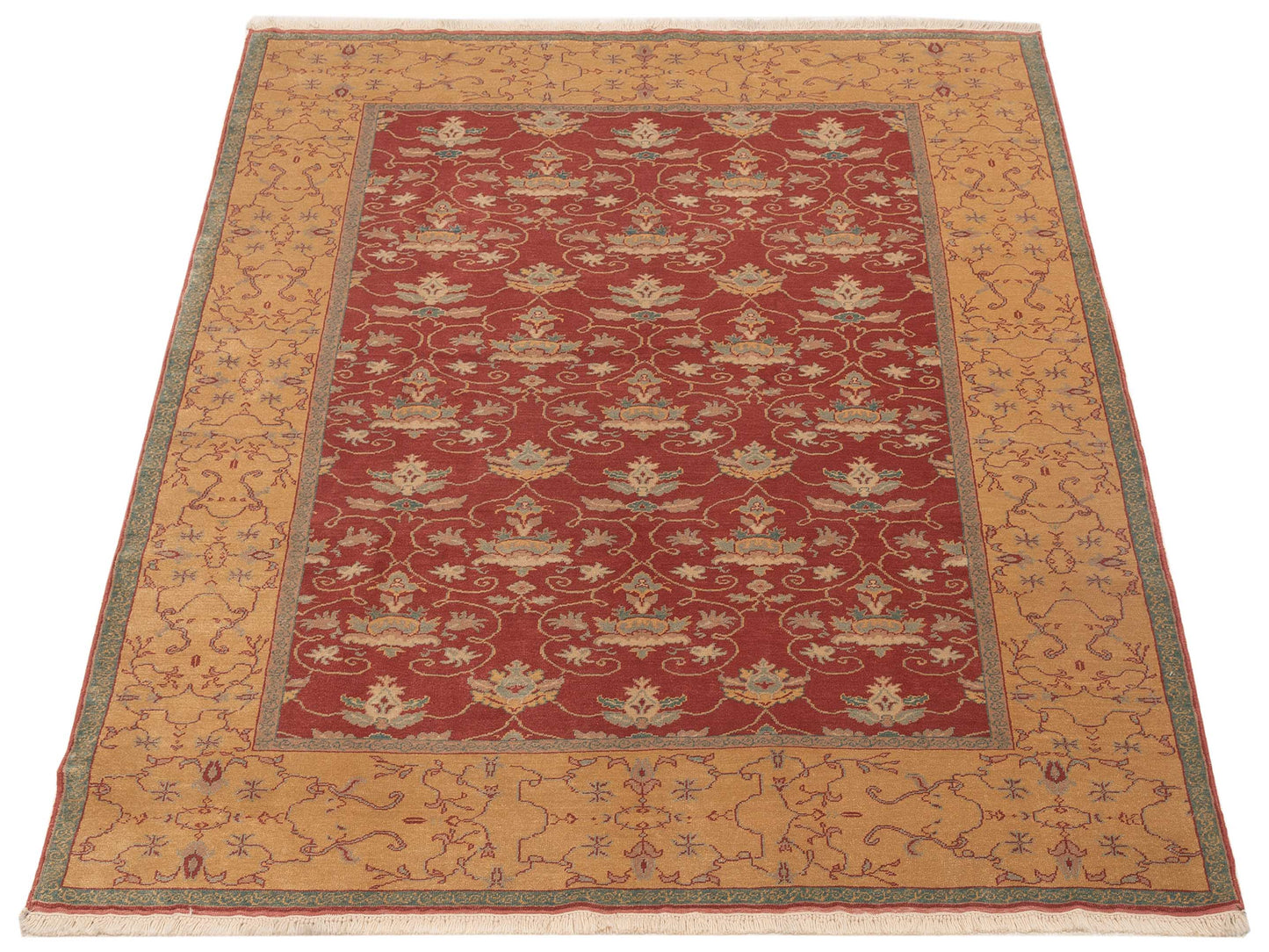 Pasha Antique Loom 117145 Rust Gold Transitional Hand Knotted Rug