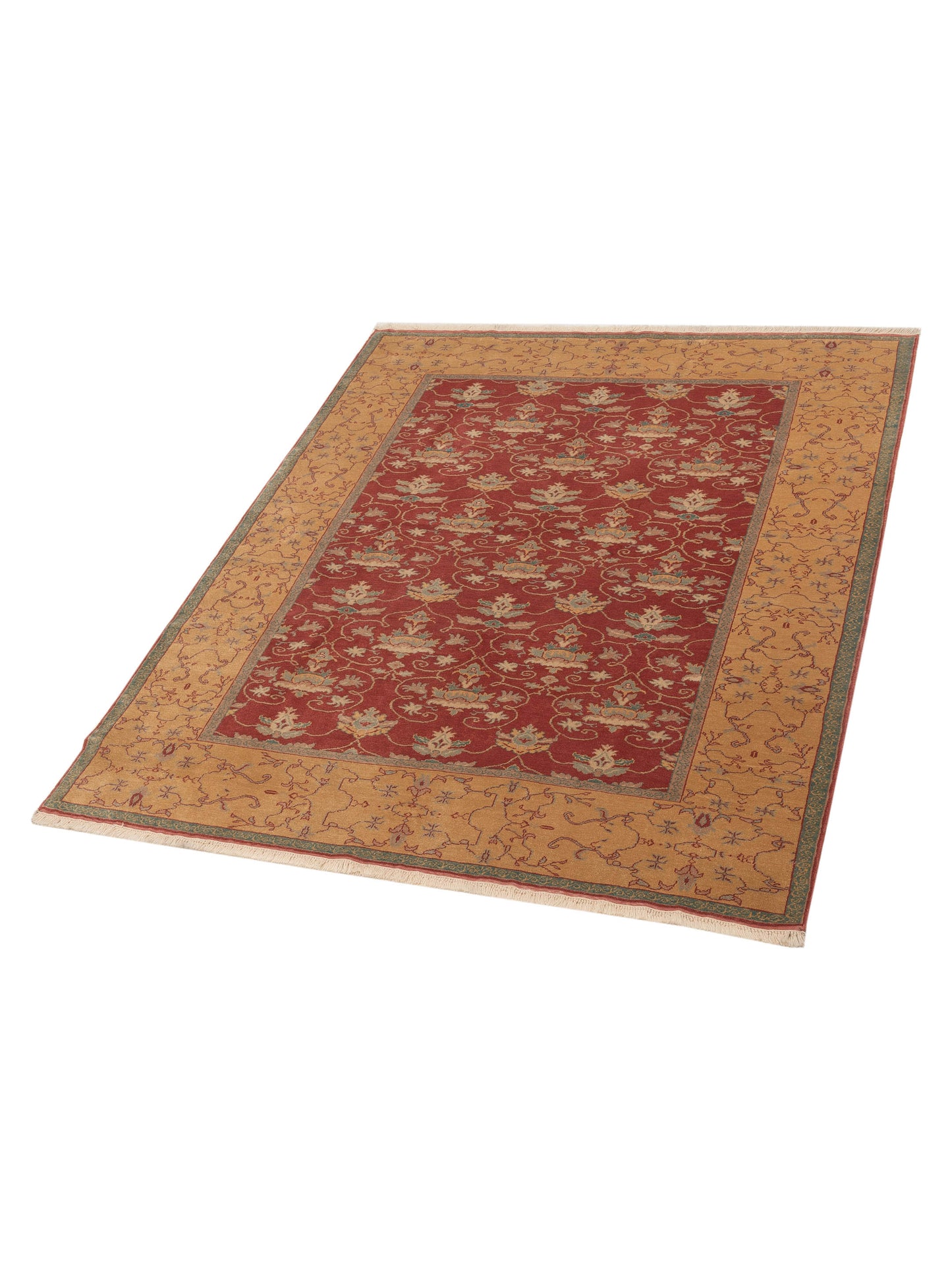 Pasha Antique Loom 117145 Rust Gold Transitional Hand Knotted Rug