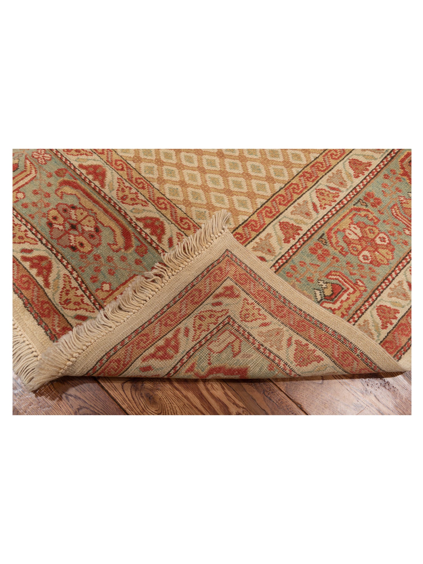 Pasha Antique Loom 117147 Beige Blue Transitional Hand Knotted Rug