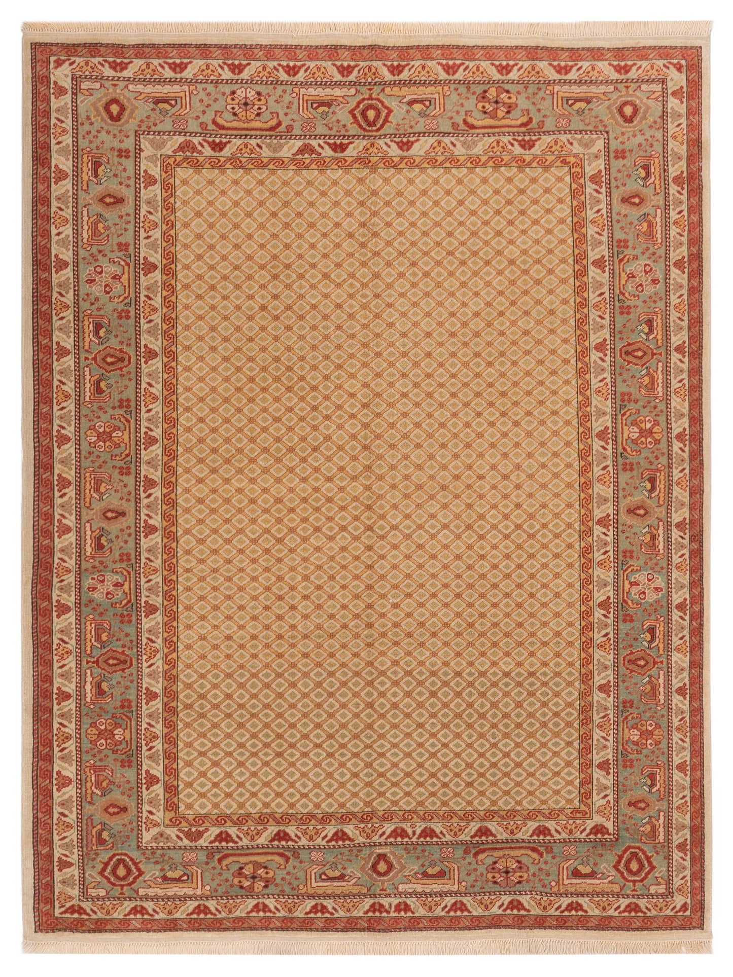 Pasha Antique Loom 117147 Beige Transitional Hand Knotted Rug