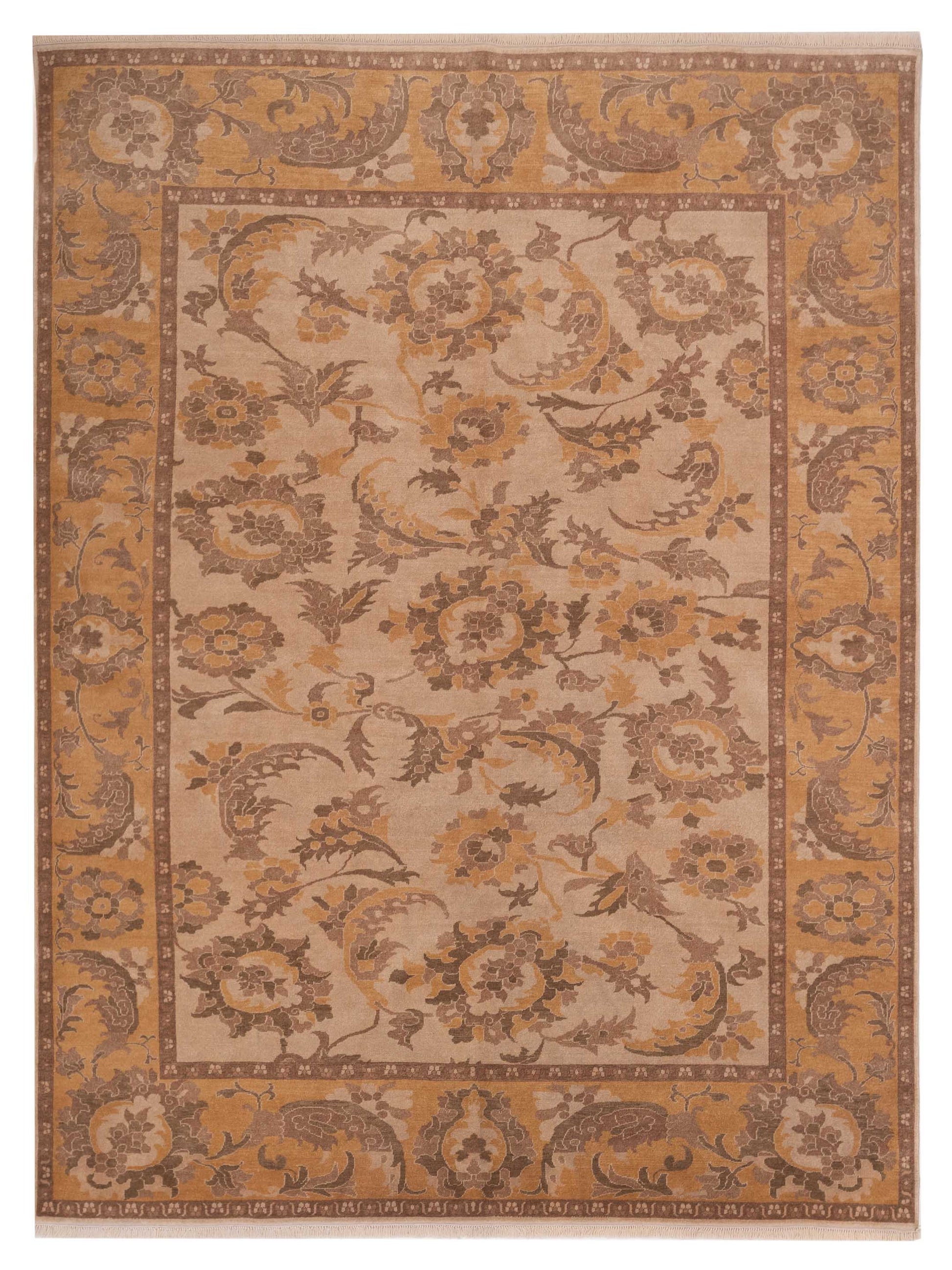 Pasha Antique Loom 117150 Beige Transitional Hand Knotted Rug