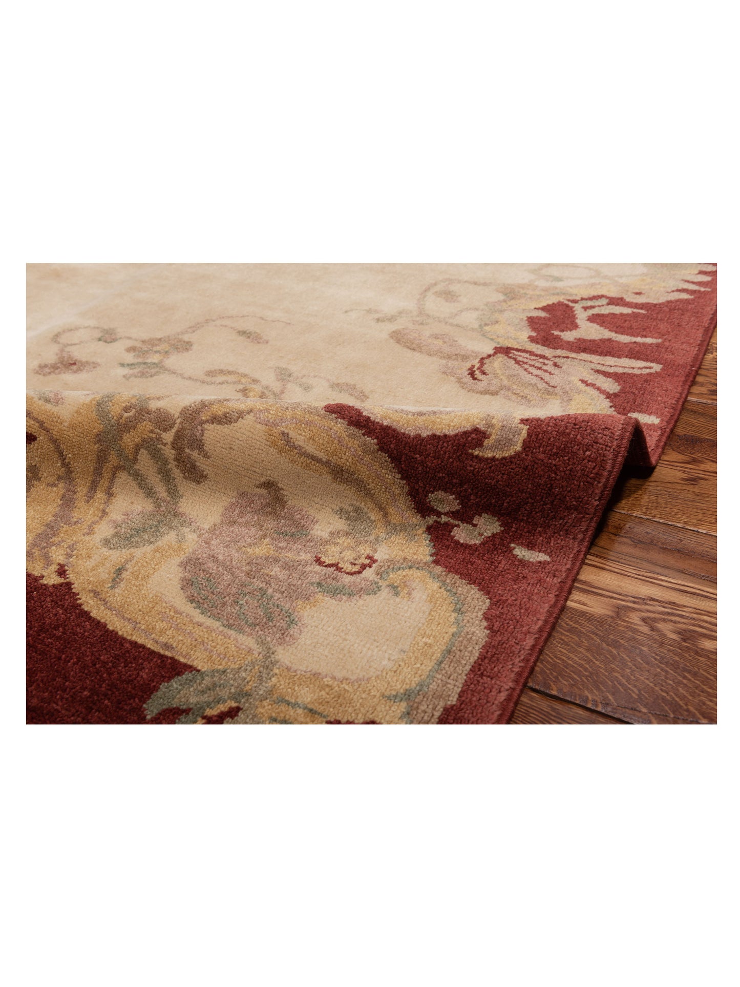 Pasha Antique Loom 117151 Red Ivory Transitional Hand Knotted Rug