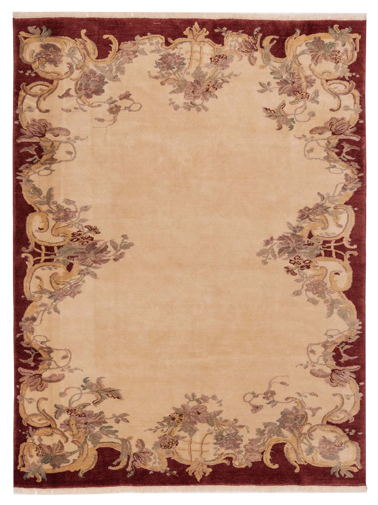 Pasha Antique Loom 117151 Red Transitional Hand Knotted Rug