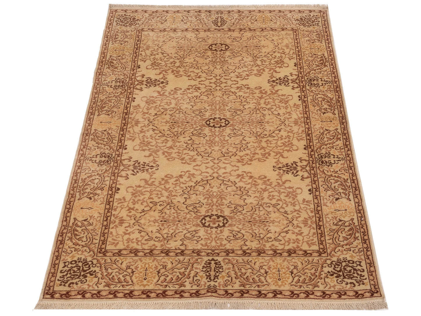 Pasha Antique Loom 117156 Beige Beige Transitional Hand Knotted Rug