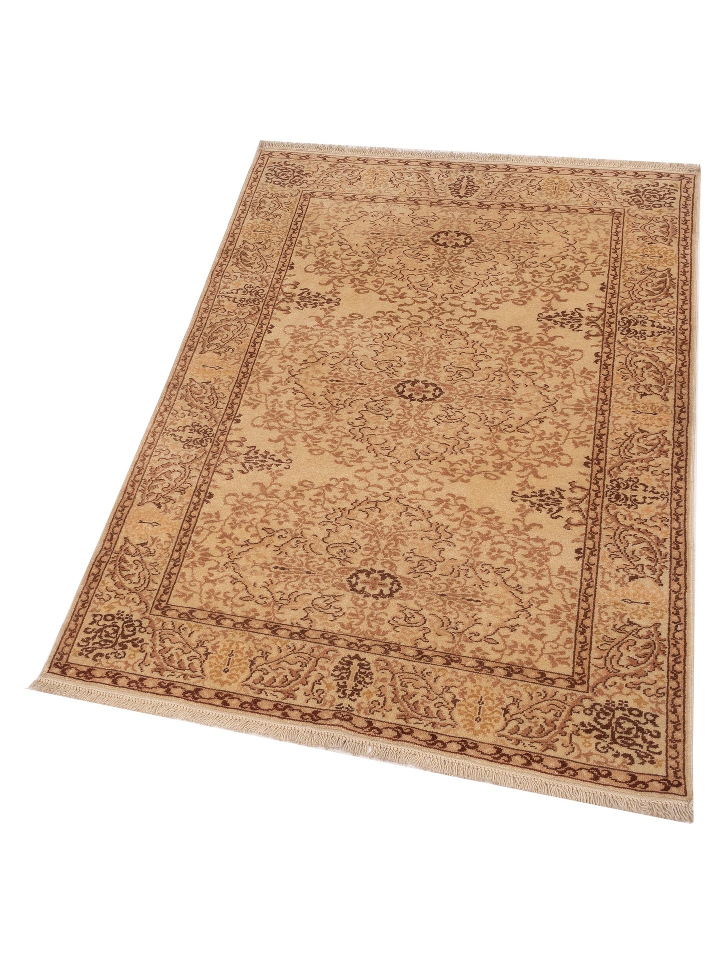 Pasha Antique Loom 117156 Beige Beige Transitional Hand Knotted Rug